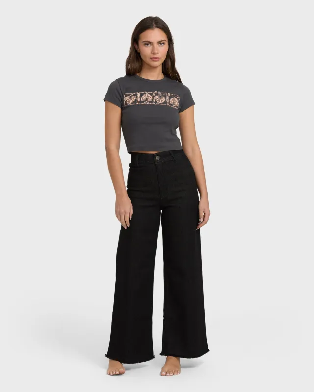 Free Fall High-Waist Pants - Black Rinse sold by Billabong