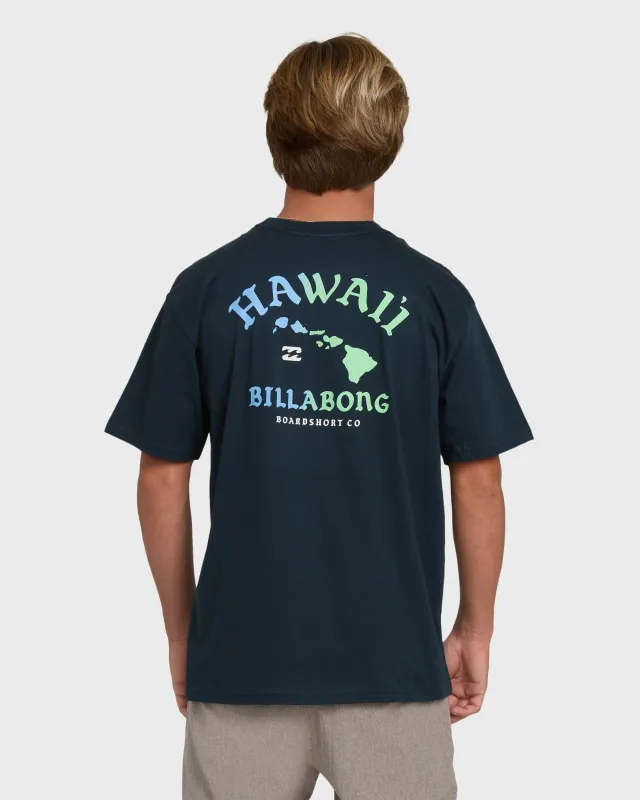 Island Chain Hawaii Regular Short Sleeve Tee - Navy sold by Billabong