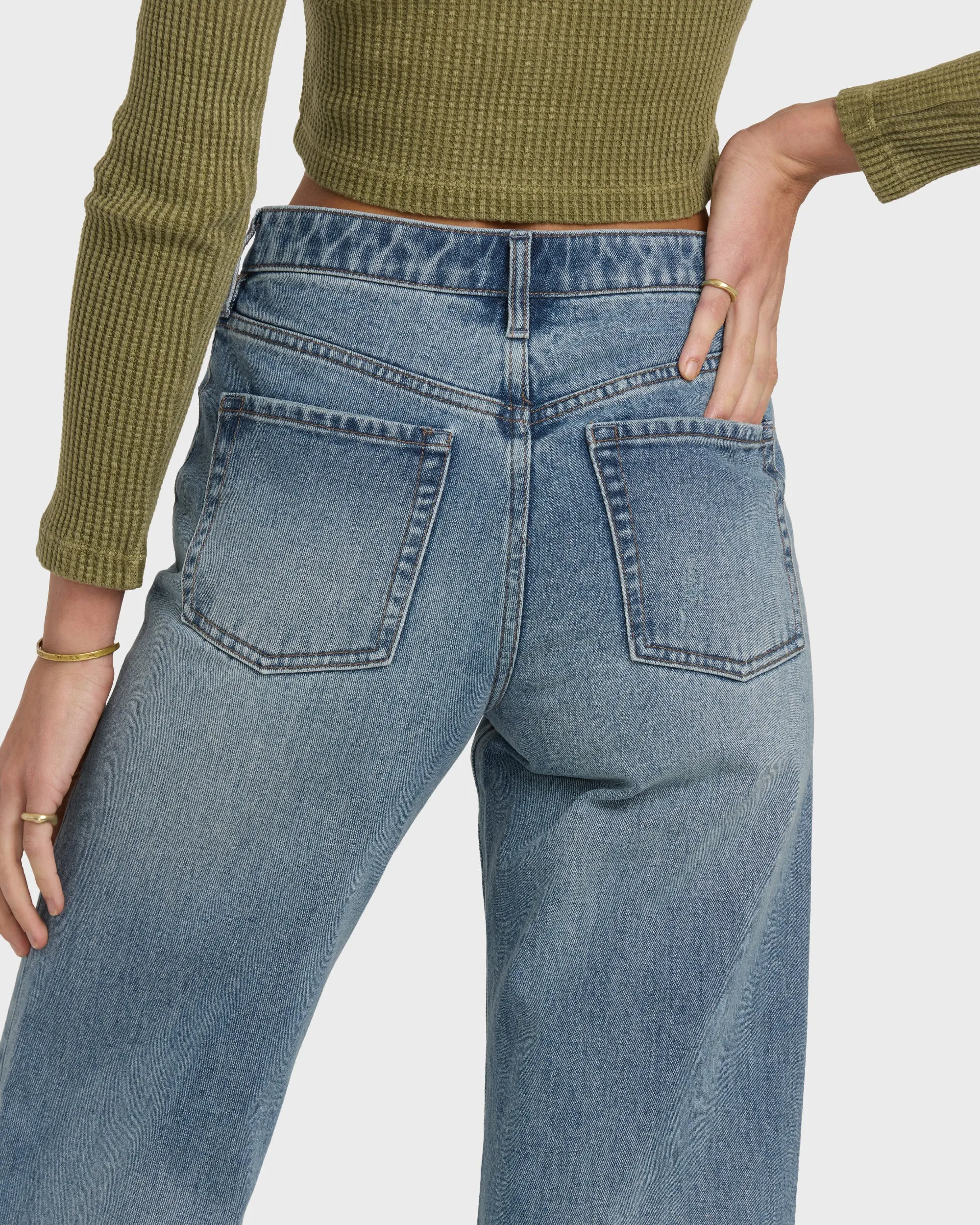 Free Fall High-Waist Denim Flare Pants - Atlantic Deep sold by Billabong product image thumbnail 5