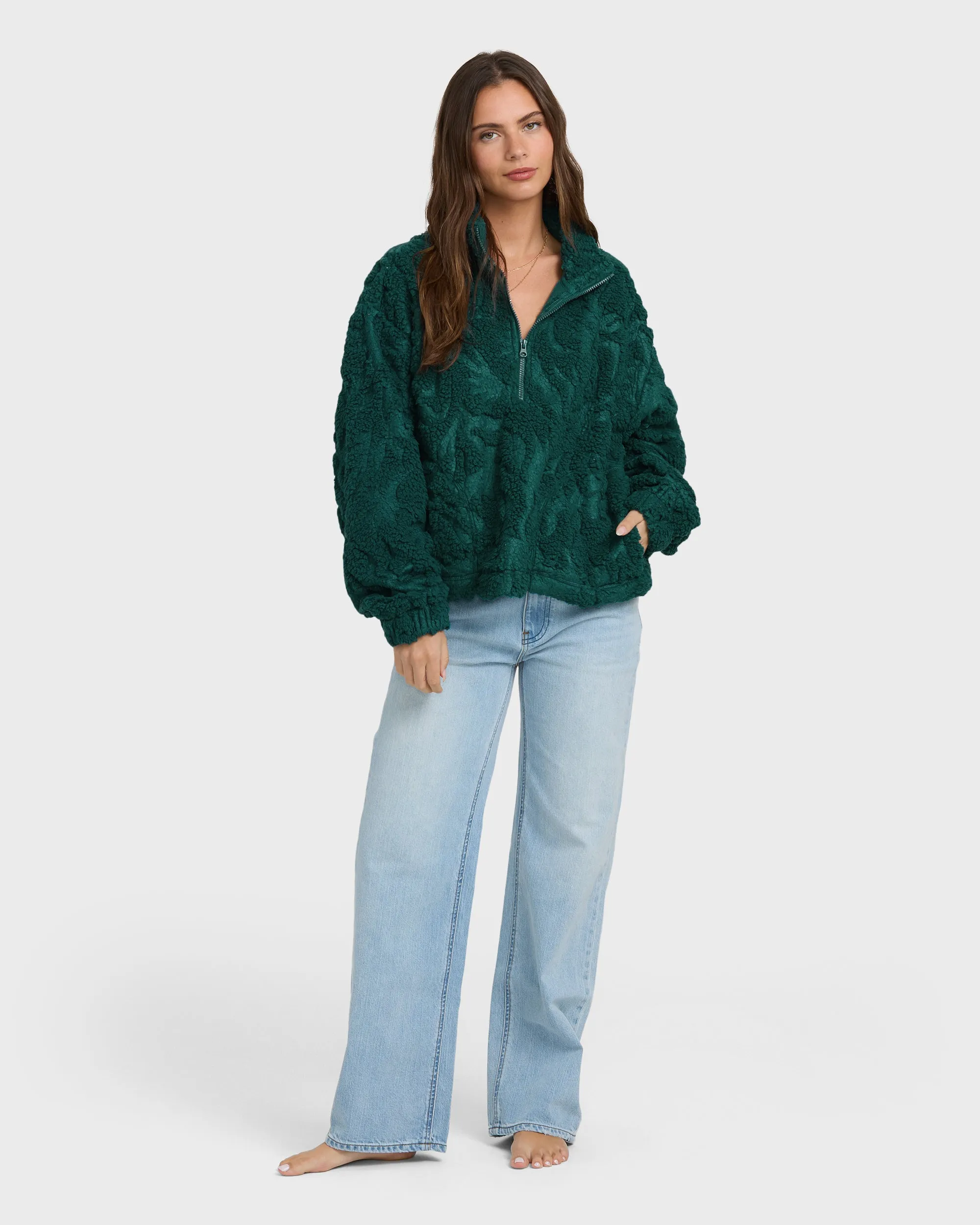 All The Time Sherpa Half Zip Sweatshirt - Spruce Green sold by Billabong product image thumbnail 3