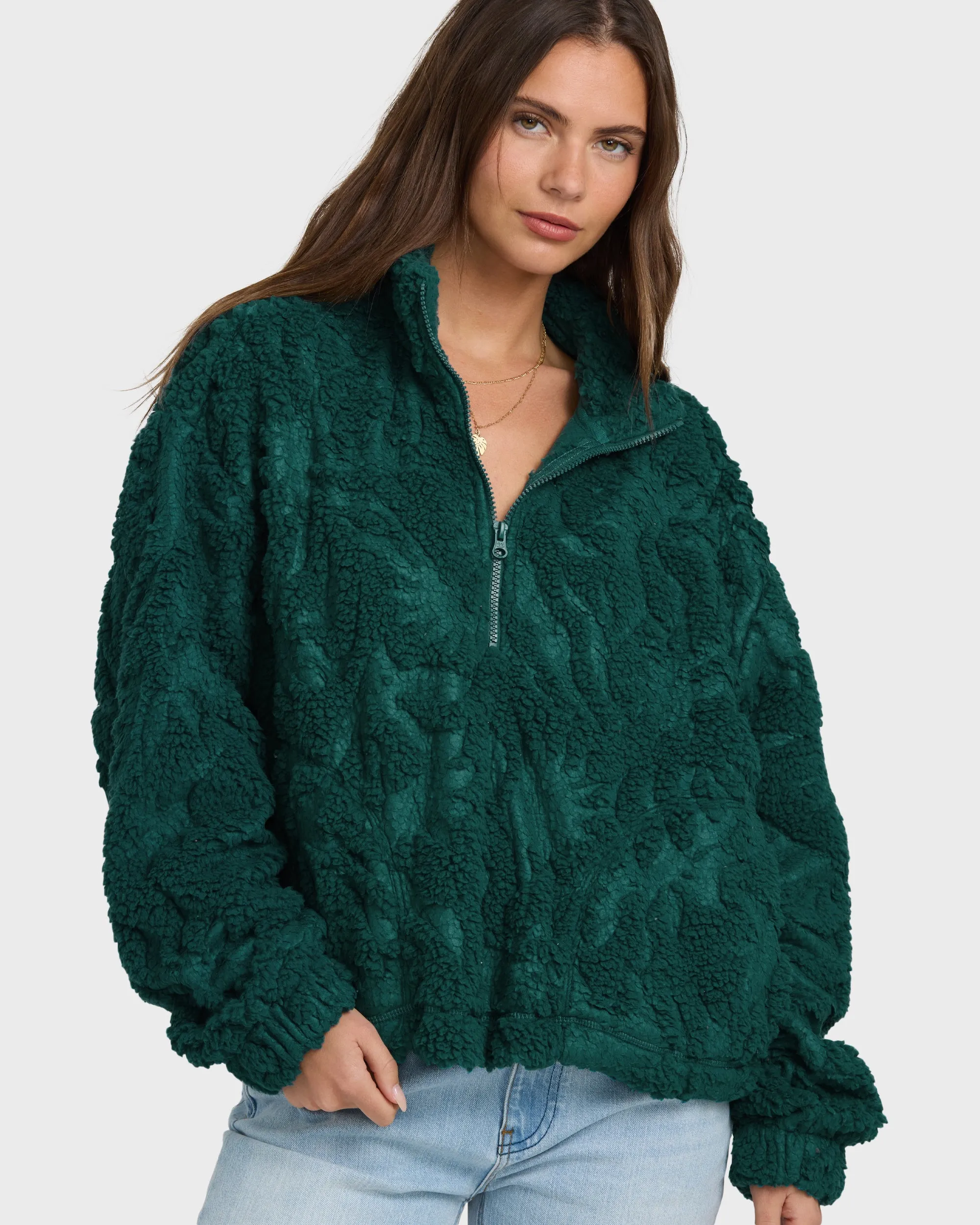 All The Time Sherpa Half Zip Sweatshirt - Spruce Green sold by Billabong product image thumbnail 2