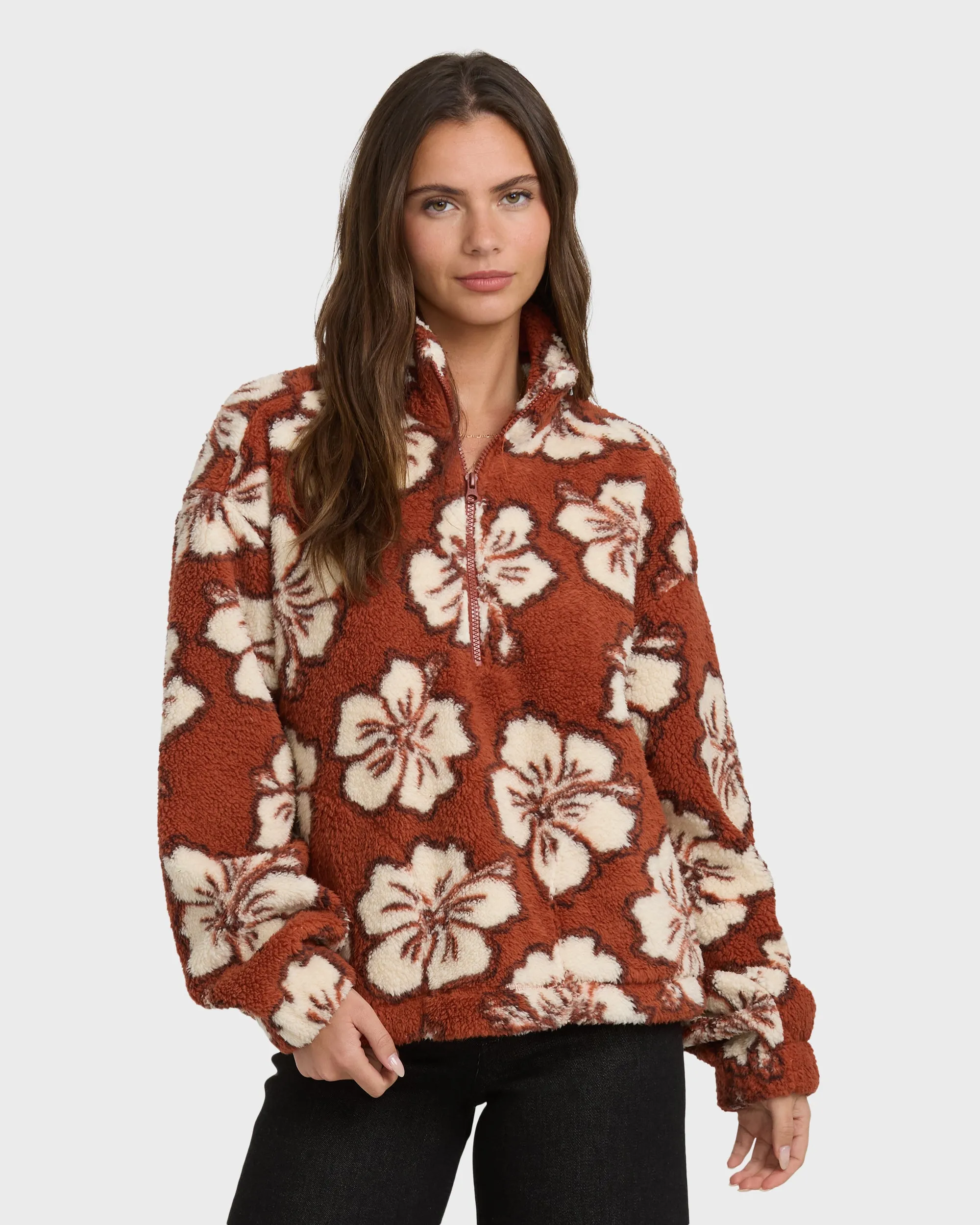 All The Time Sherpa Half Zip Sweatshirt - Sedona sold by Billabong