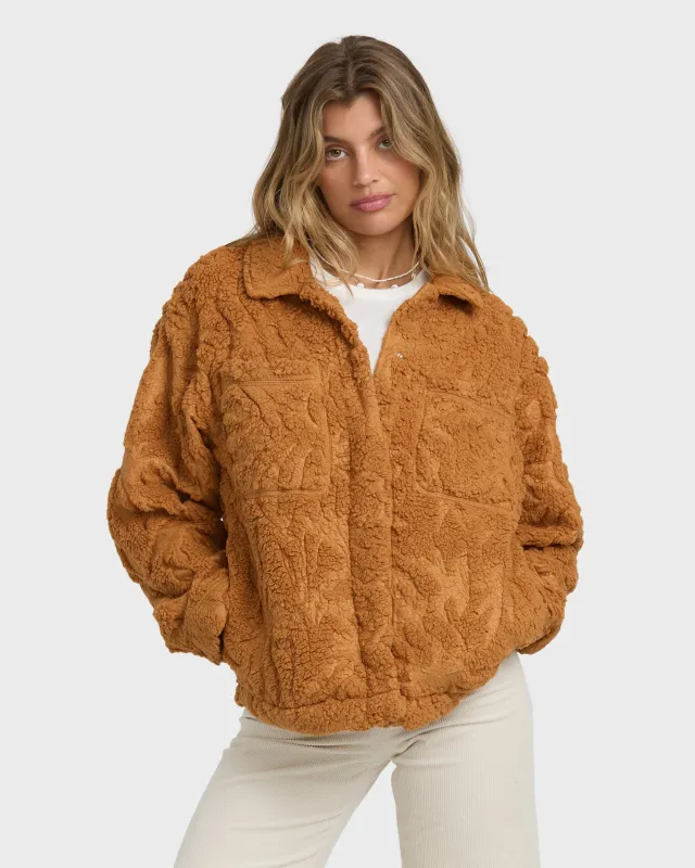 Sundown Sherpa Shacket - Camel sold by Billabong