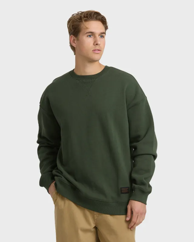 Fort Garage Crewneck Sweatshirt - Olive sold by Billabong