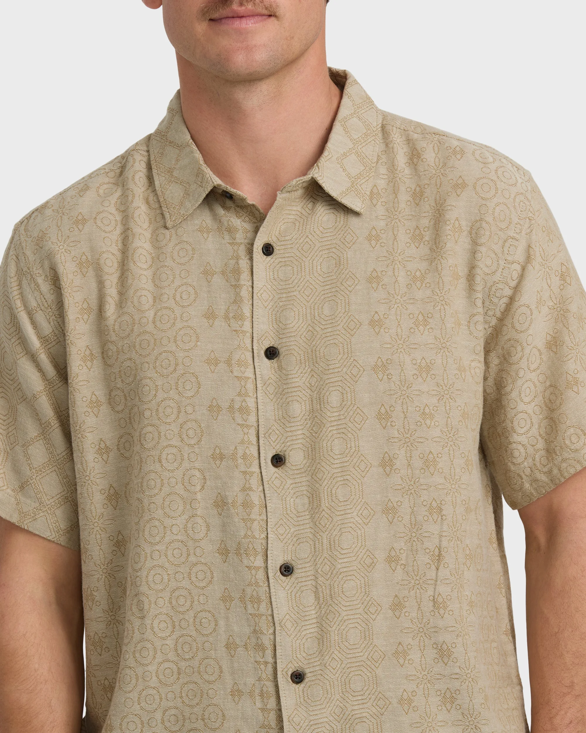 Needle Garage Jacquard Short Sleeve Shirt - Bone sold by Billabong product image thumbnail 5