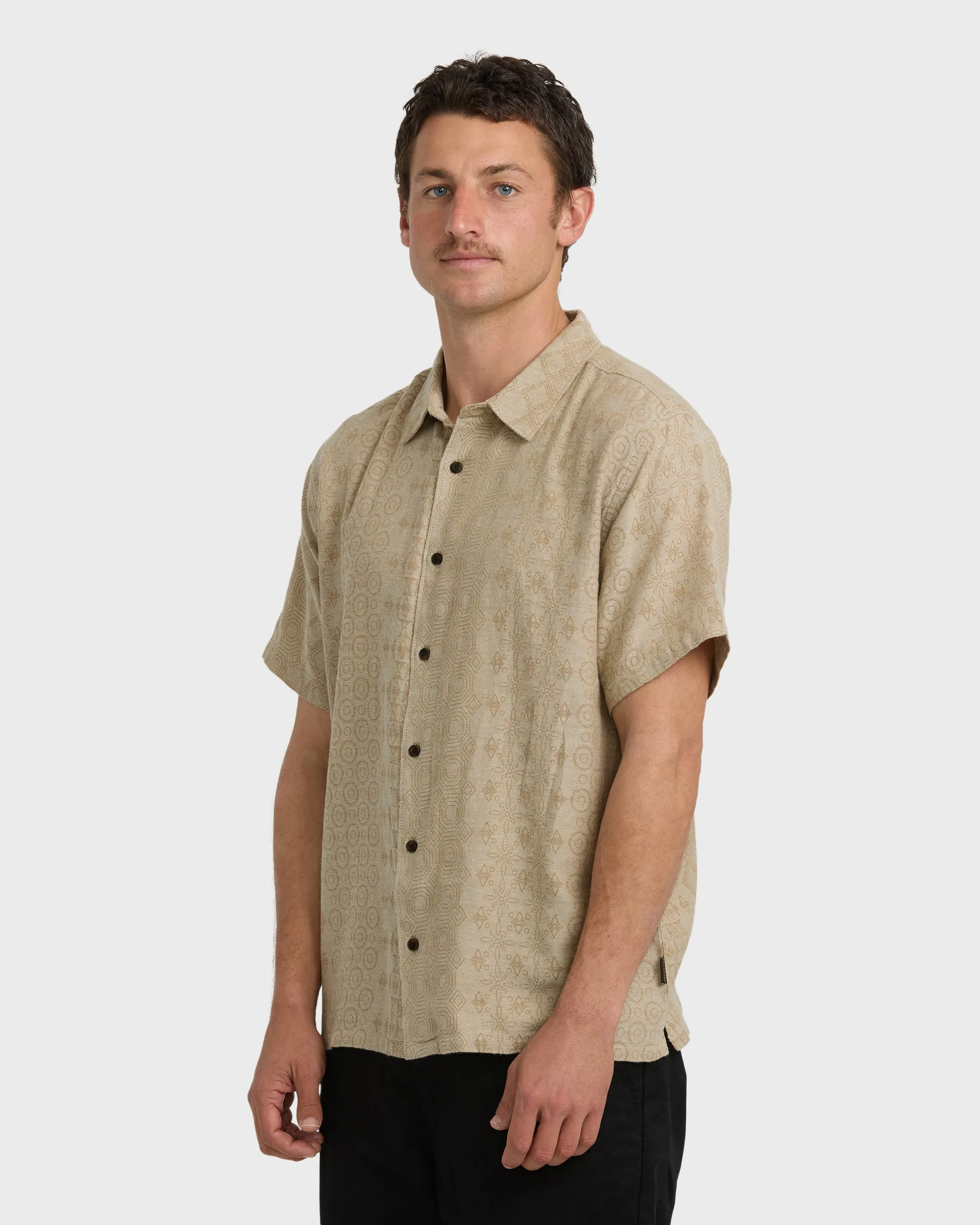 Needle Garage Jacquard Short Sleeve Shirt - Bone sold by Billabong product image thumbnail 3