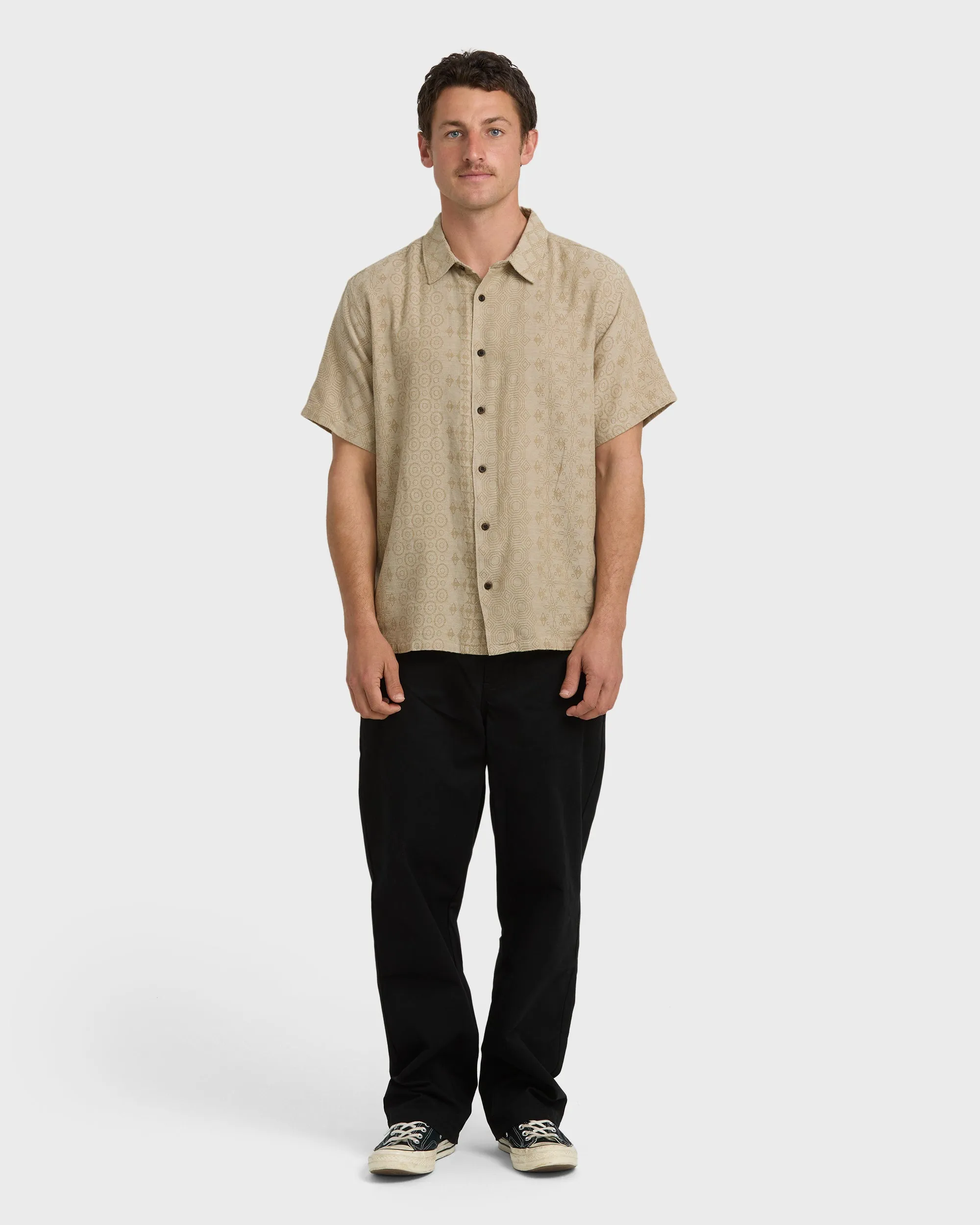 Needle Garage Jacquard Short Sleeve Shirt - Bone sold by Billabong product image thumbnail 4