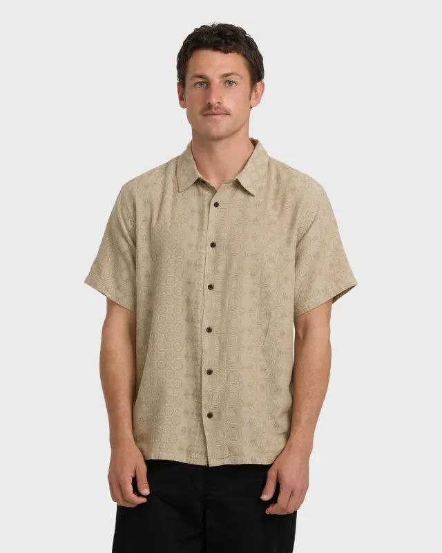 Needle Garage Jacquard Short Sleeve Shirt - Bone sold by Billabong
