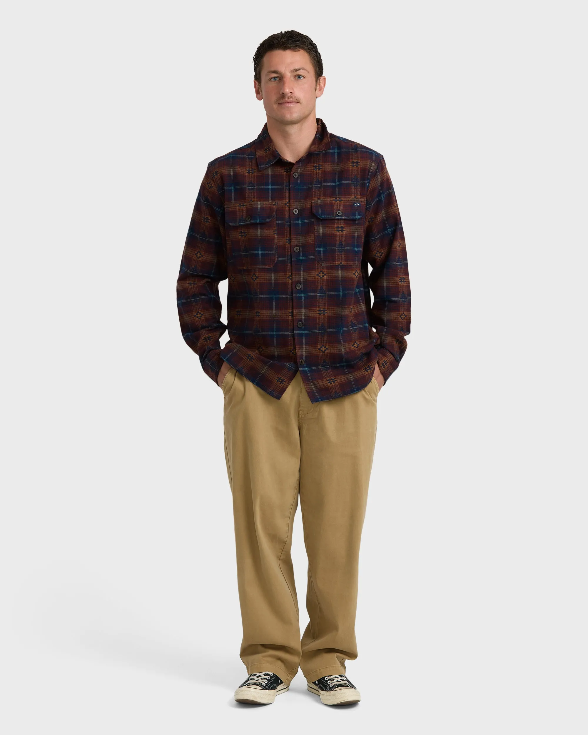Offshore Jacquard Long Sleeve Flannel Shirt - Wine sold by Billabong product image thumbnail 4