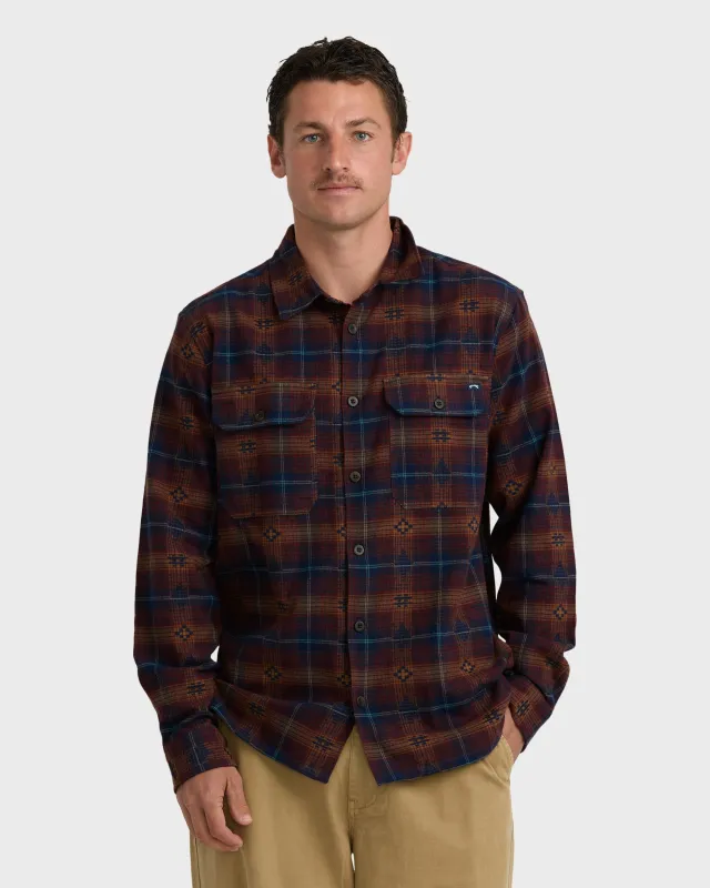 Offshore Jacquard Long Sleeve Flannel Shirt - Wine sold by Billabong
