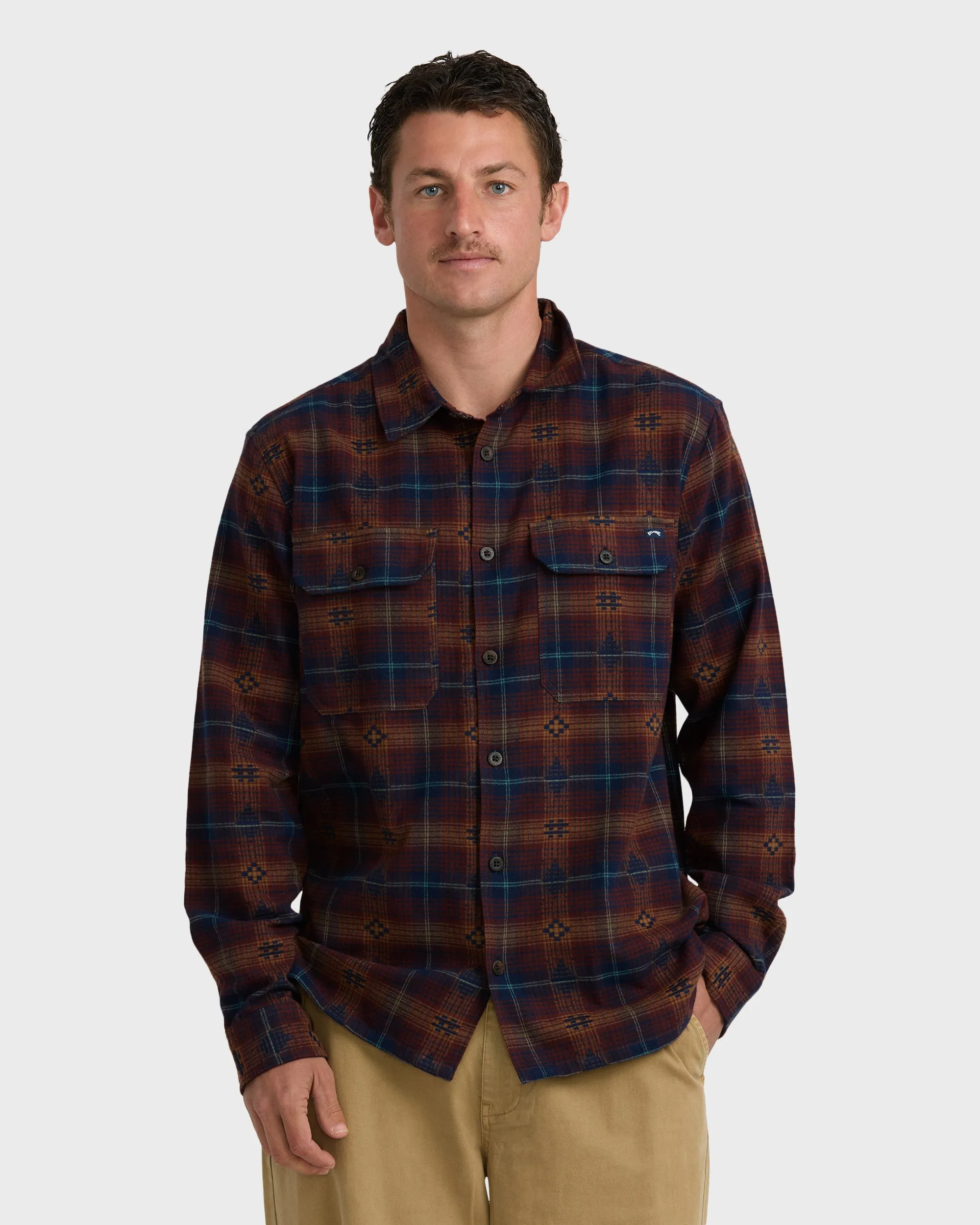 Offshore Jacquard Long Sleeve Flannel Shirt - Wine sold by Billabong