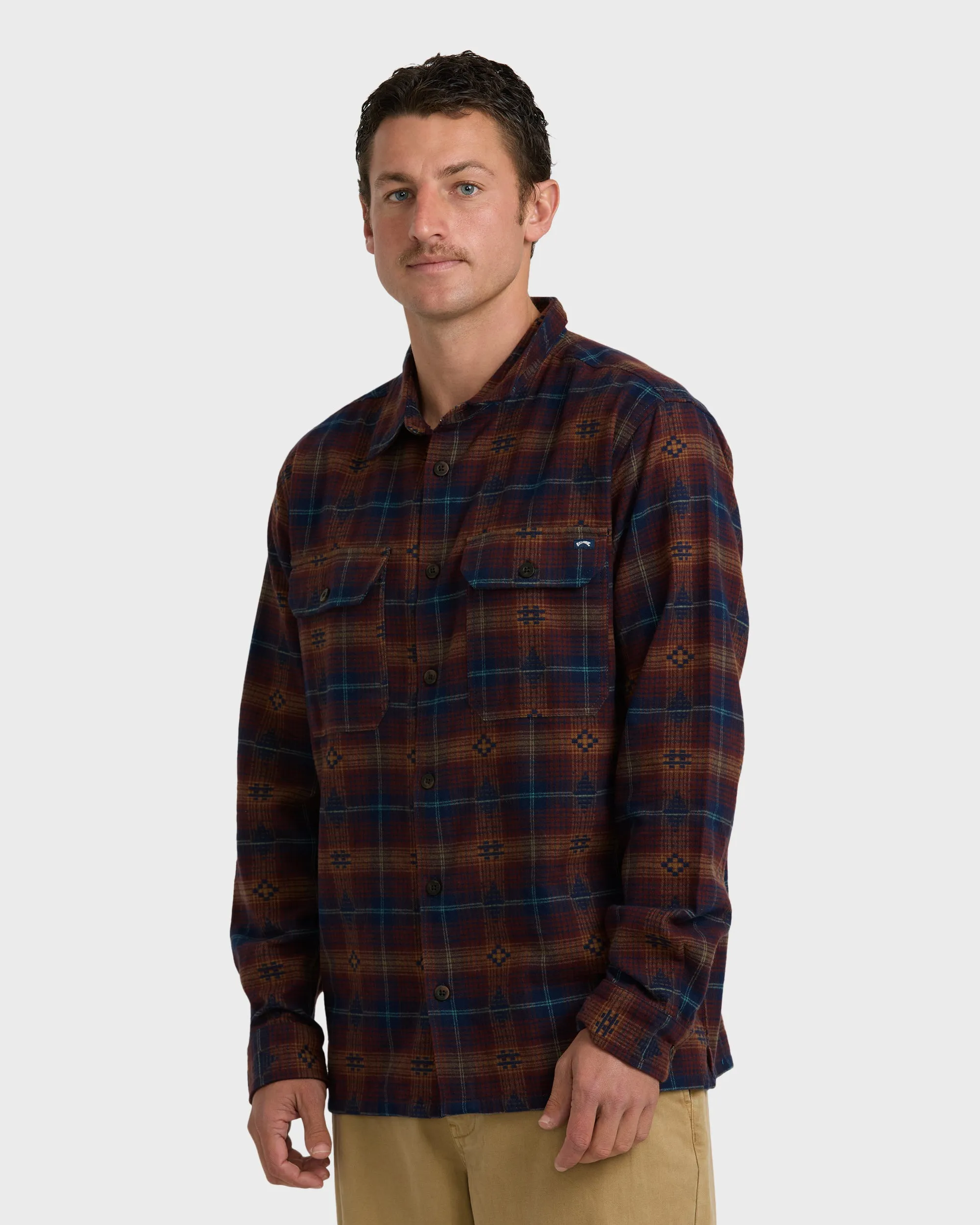 Offshore Jacquard Long Sleeve Flannel Shirt - Wine sold by Billabong product image thumbnail 3