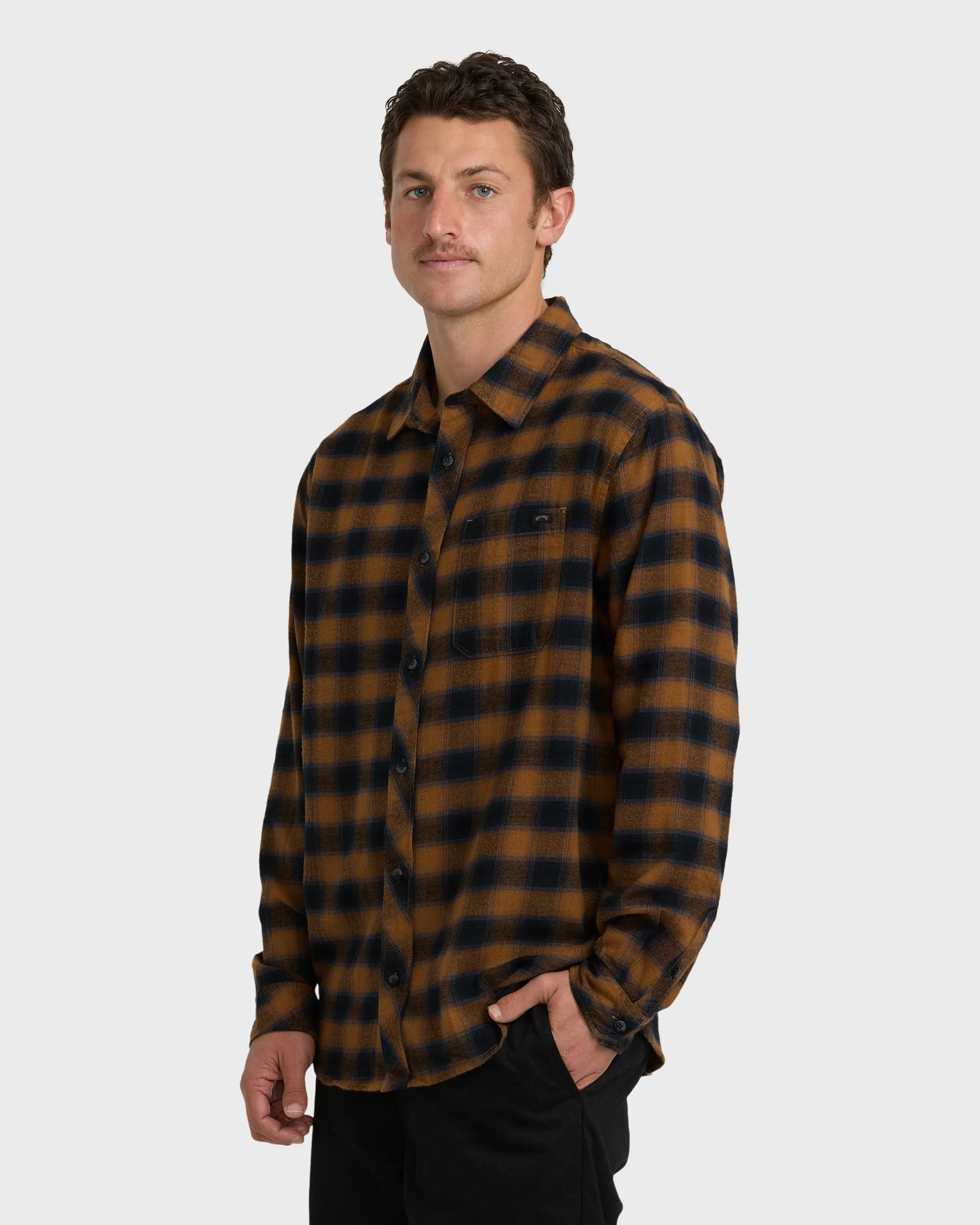 Coastline Long Sleeve Flannel Shirt - Tobacco sold by Billabong product image thumbnail 3