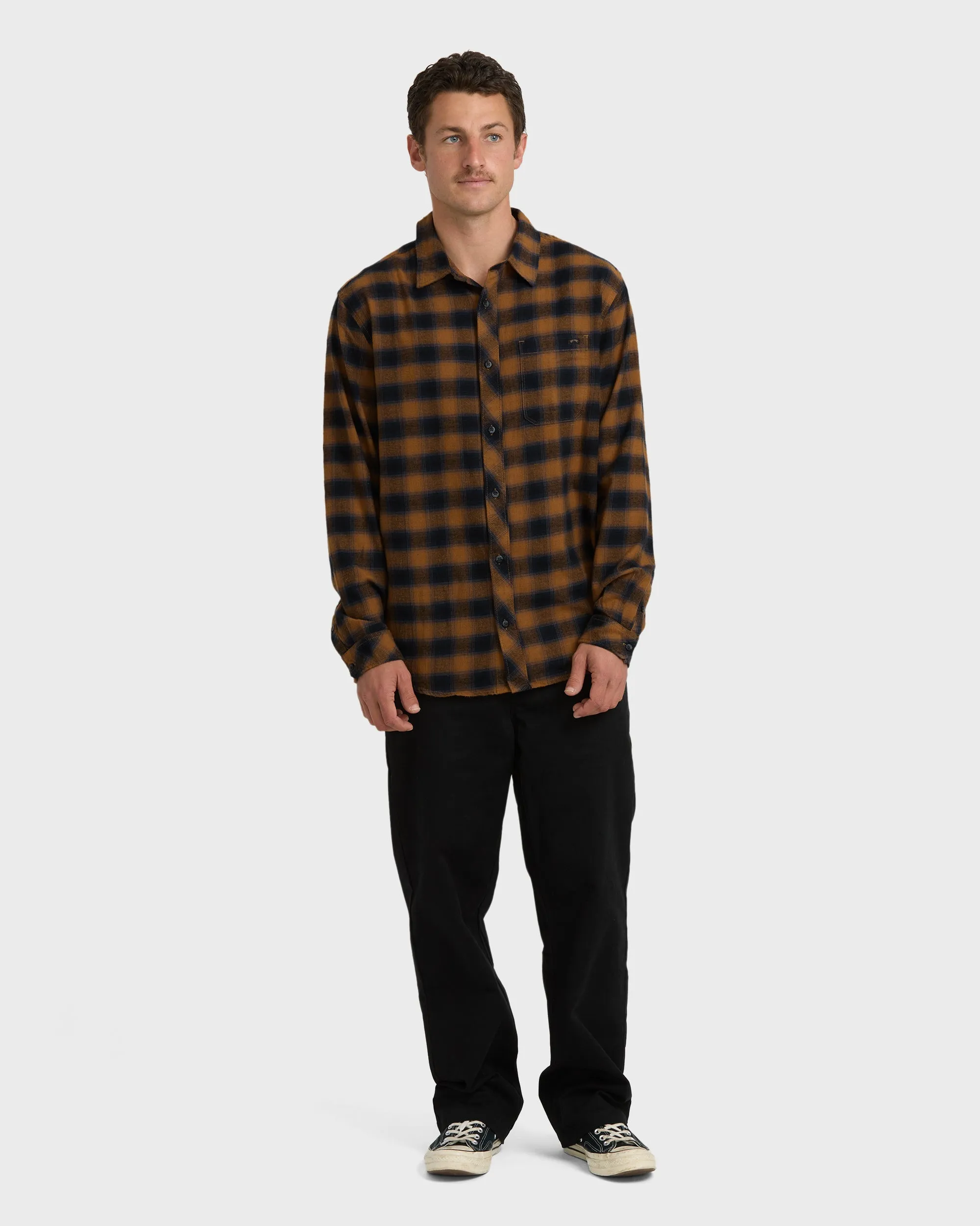 Coastline Long Sleeve Flannel Shirt - Tobacco sold by Billabong product image thumbnail 4