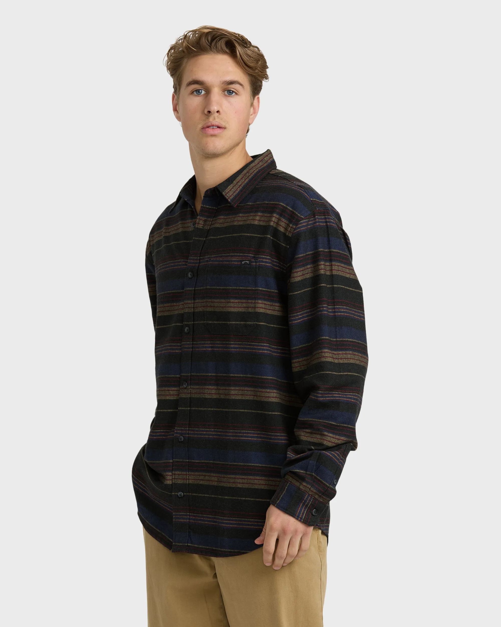 Coastline Long Sleeve Flannel Shirt - Stealth sold by Billabong product image thumbnail 3
