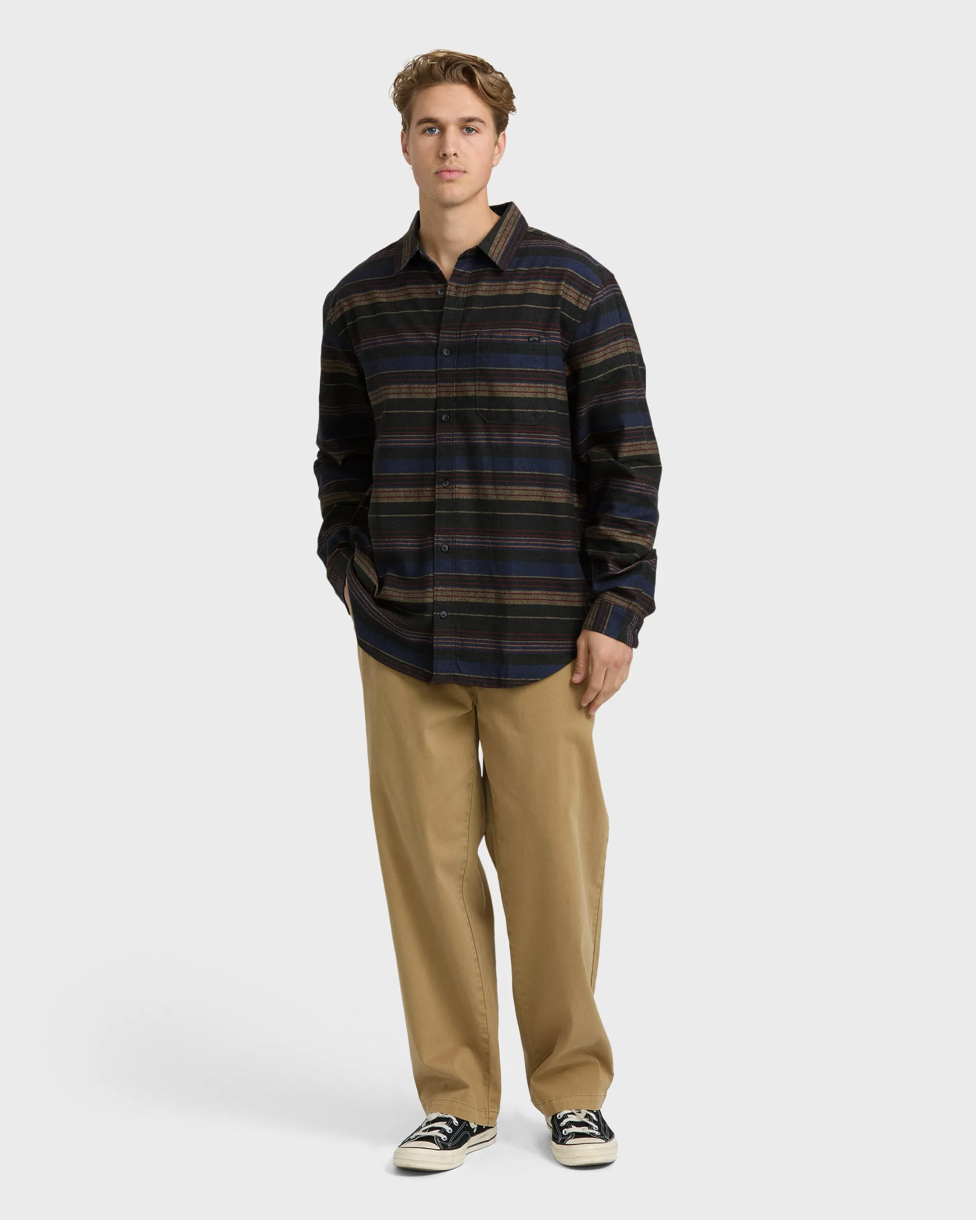 Coastline Long Sleeve Flannel Shirt - Stealth sold by Billabong product image thumbnail 4