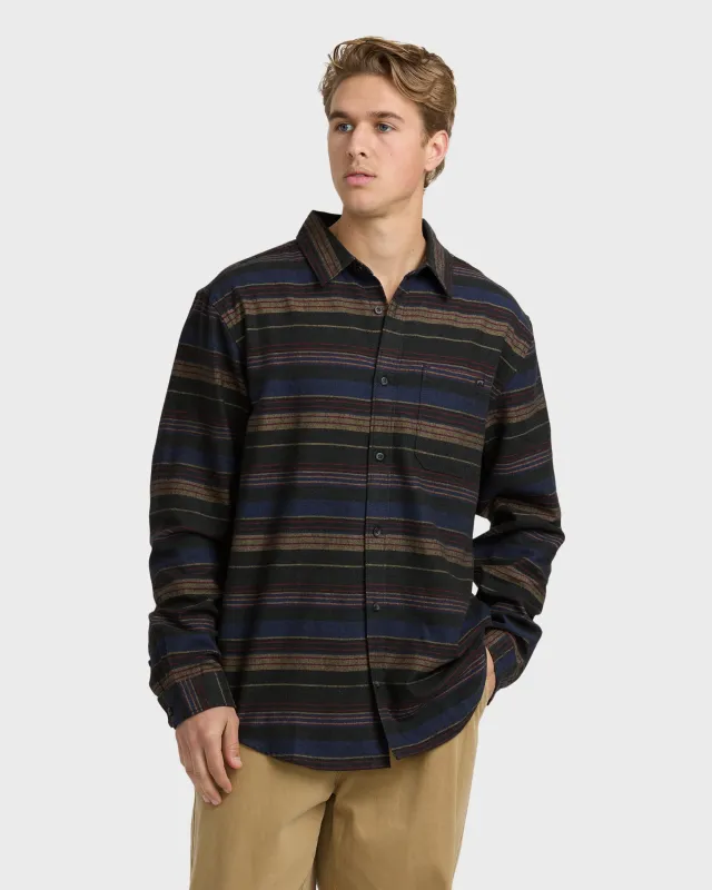 Coastline Long Sleeve Flannel Shirt - Stealth sold by Billabong