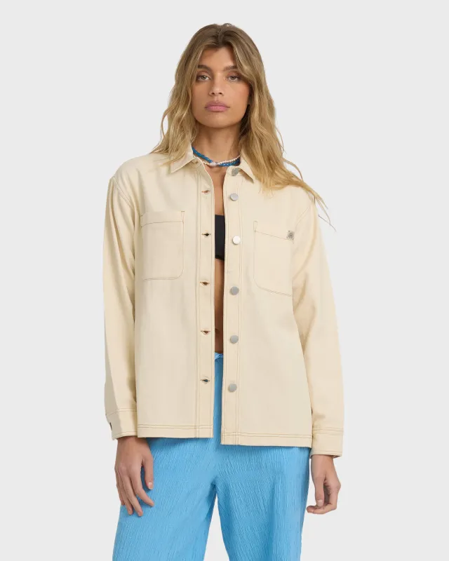 Laura Twill Shacket - Antique White sold by Billabong