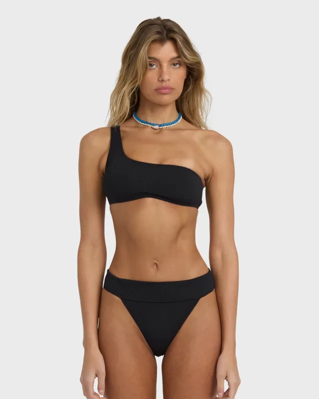 Laura Twisted Sun One-shoulder Tank Bikini Top - Black Pebble sold by Billabong