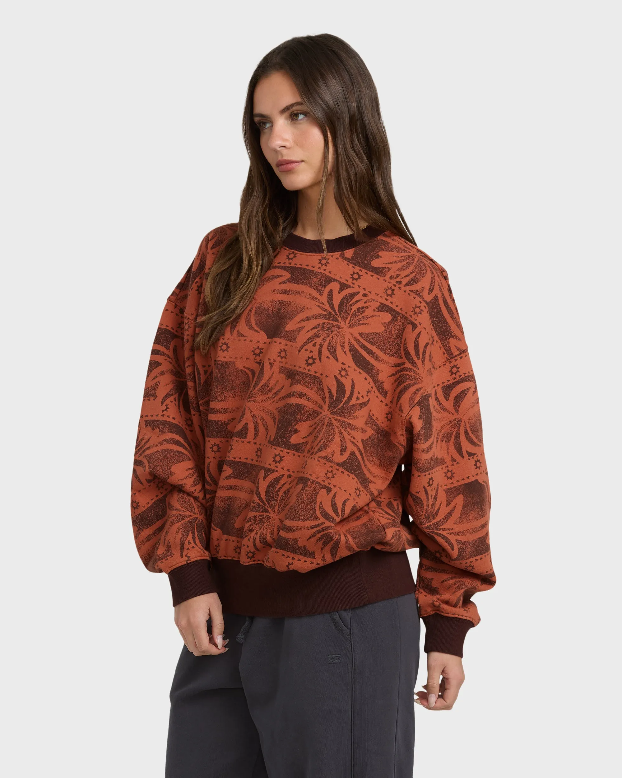 Vida Palms Crewneck Sweatshirt - Teak sold by Billabong product image thumbnail 4