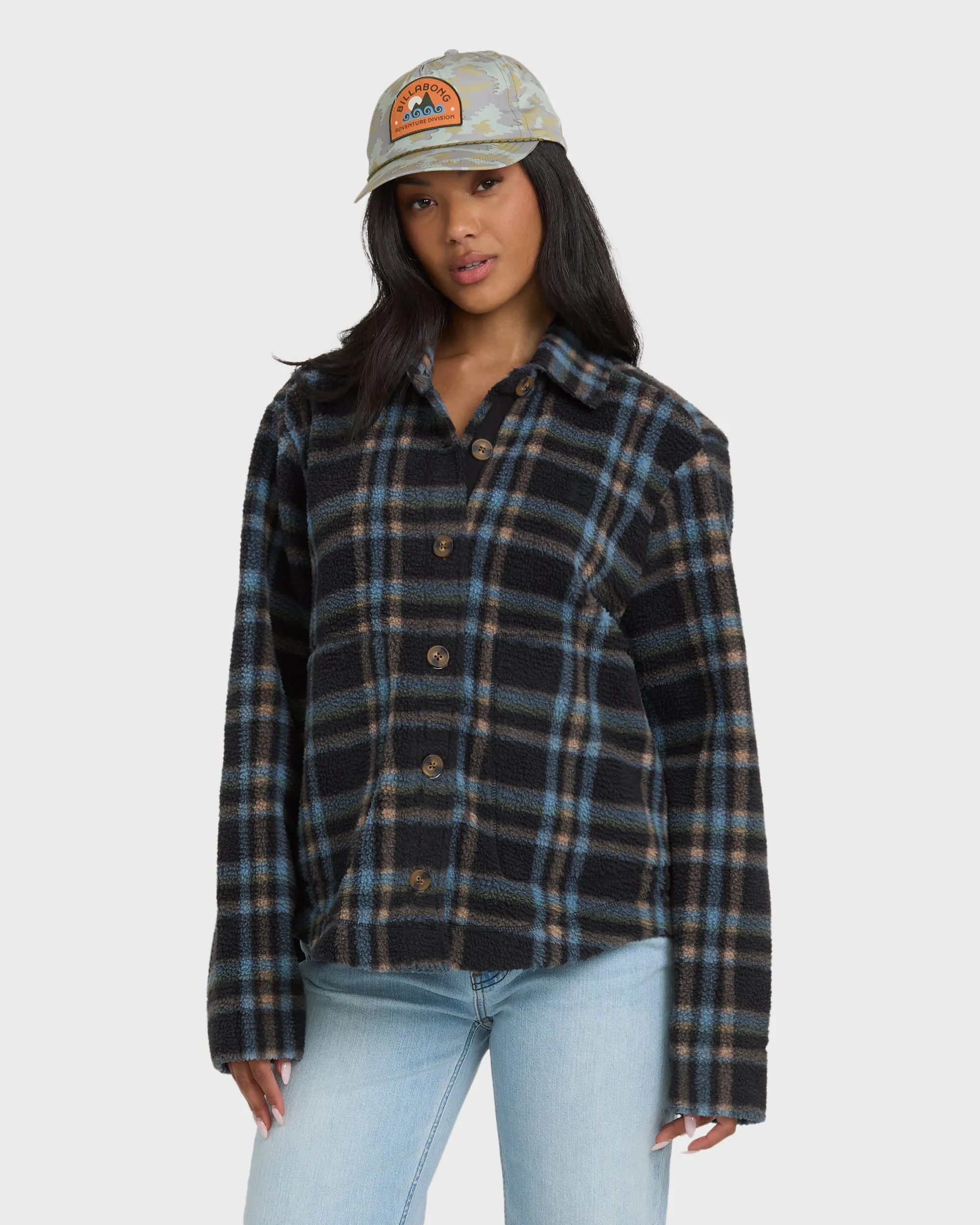 Breezy Sherpa Shacket - Black Sands sold by Billabong