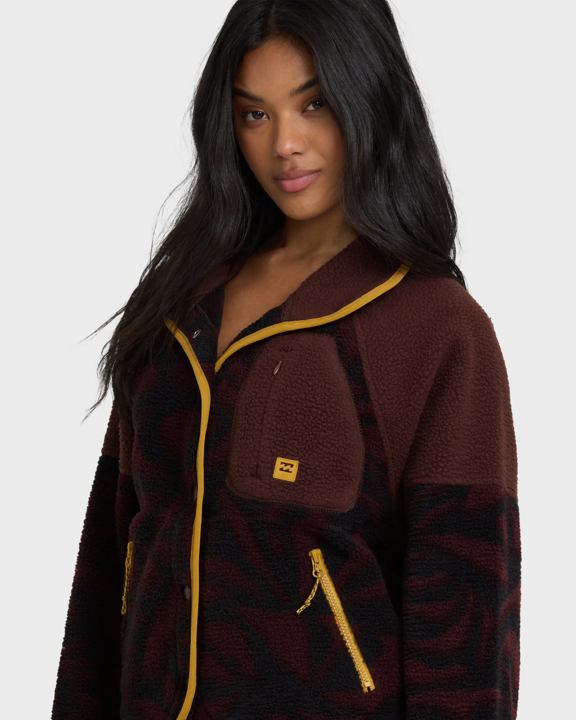 A/Div Popoyo Snap Up Sherpa Fleece Jacket - Teak sold by Billabong product image thumbnail 2