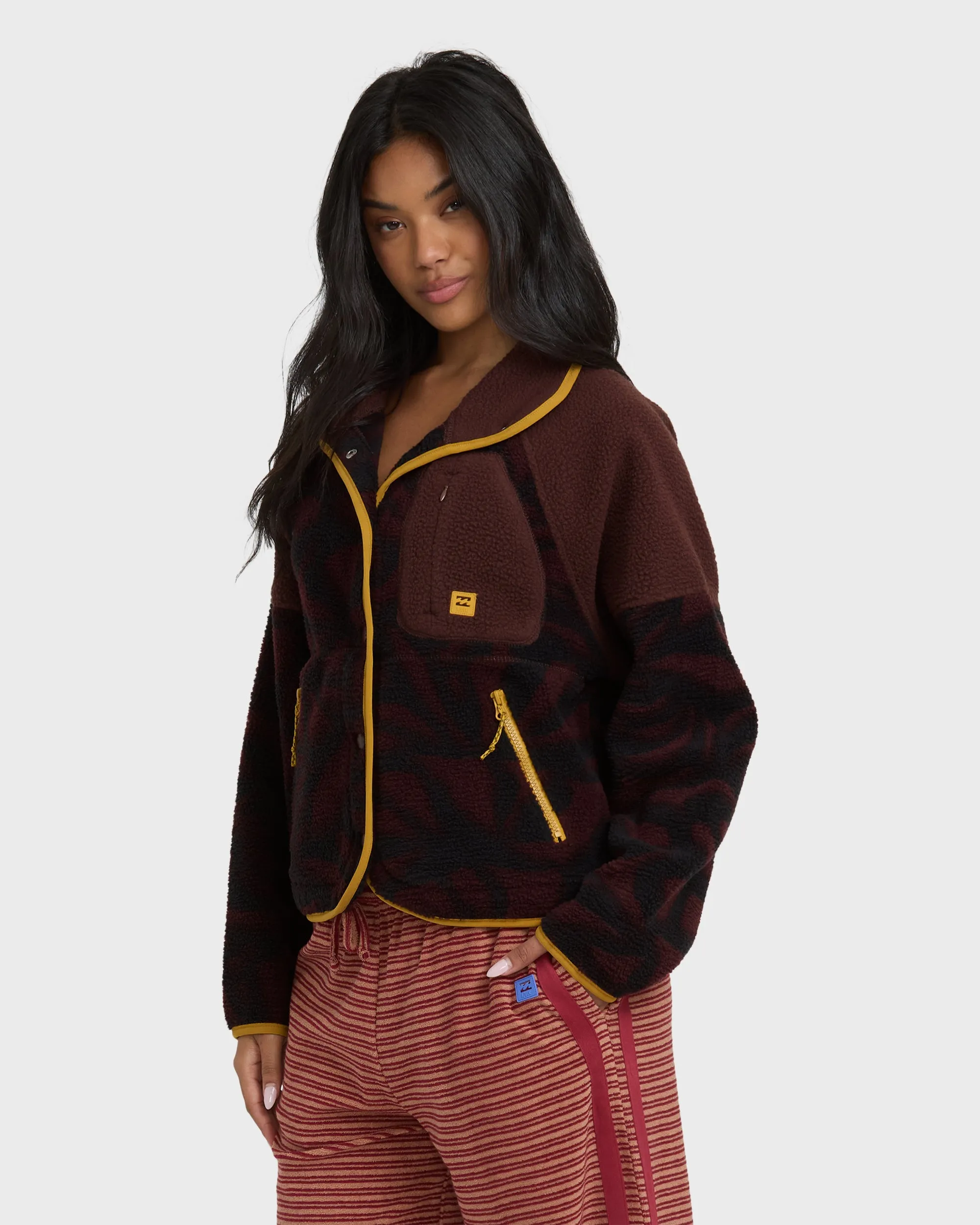 A/Div Popoyo Snap Up Sherpa Fleece Jacket - Teak sold by Billabong product image thumbnail 4