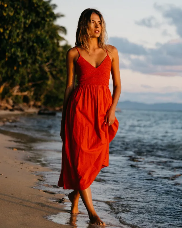 Such A Trip Midi Dress - Red Aloha sold by Billabong