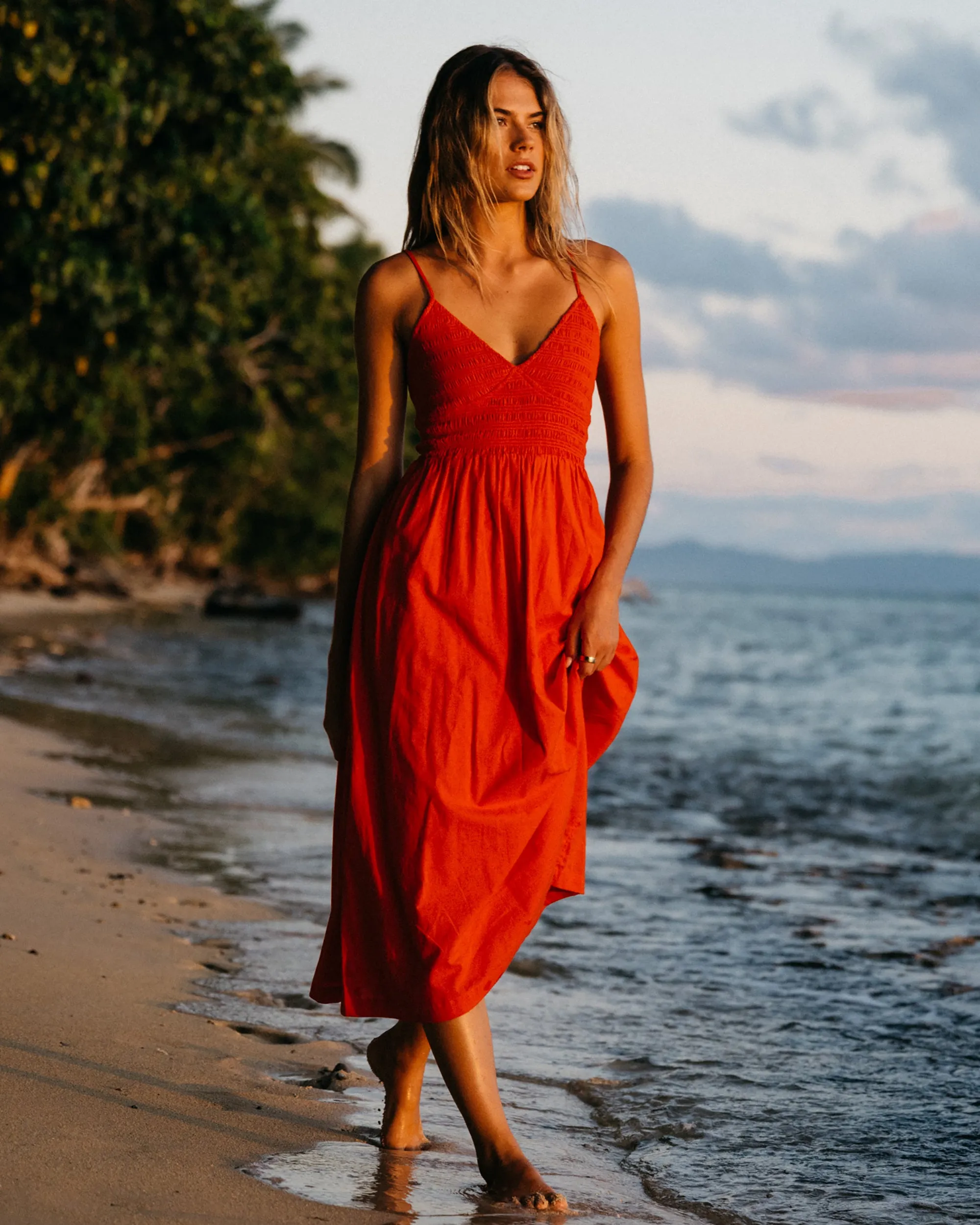 Such A Trip Midi Dress - Red Aloha sold by Billabong
