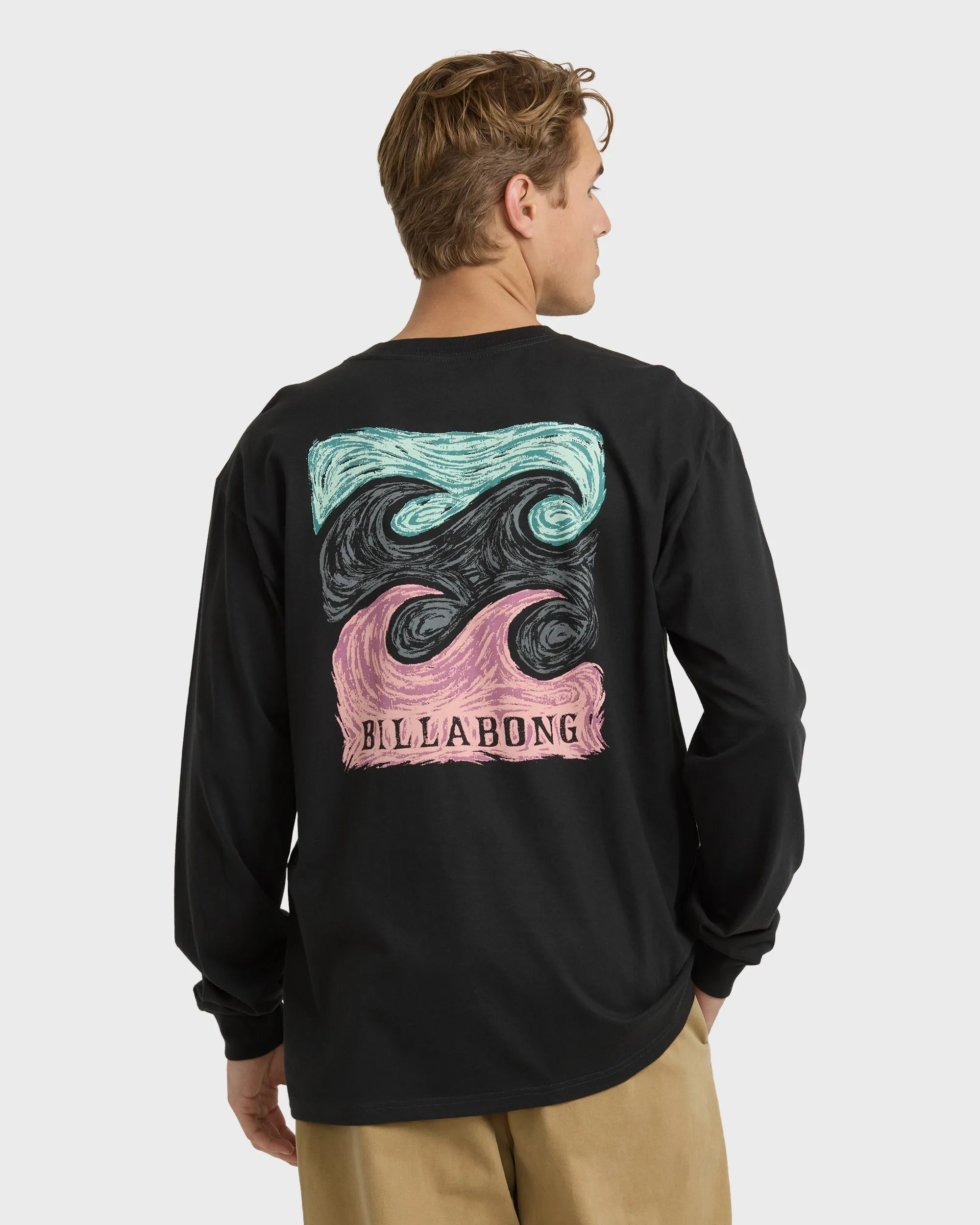 Crayon Wave Regular Long Sleeve T-Shirt - Washed Black sold by Billabong product image thumbnail 2