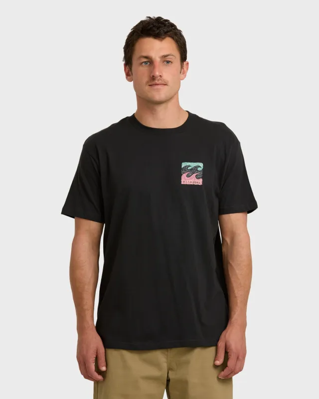 Crayon Wave Premium Short Sleeve T-Shirt - Washed Black sold by Billabong