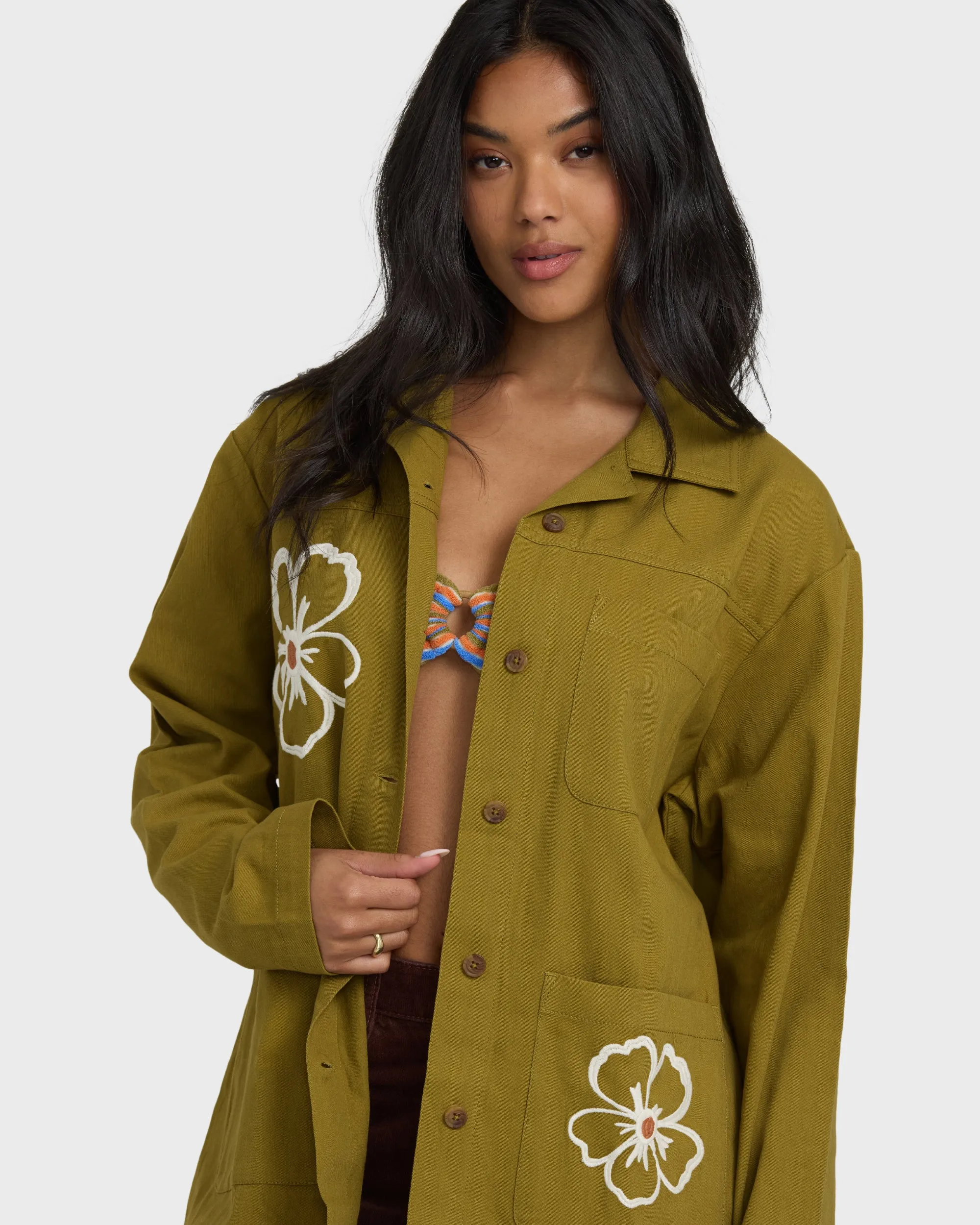 Floral Fields Shacket - Moss sold by Billabong product image thumbnail 3