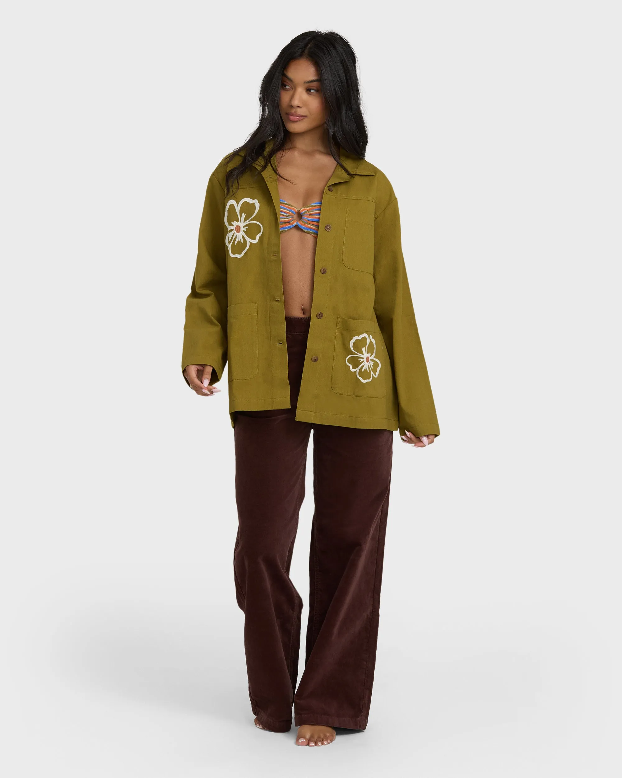 Floral Fields Shacket - Moss sold by Billabong product image thumbnail 4