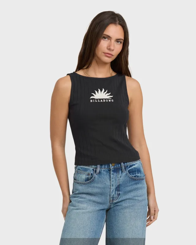 Rae Knit Tank T-Shirt - Black Sands sold by Billabong
