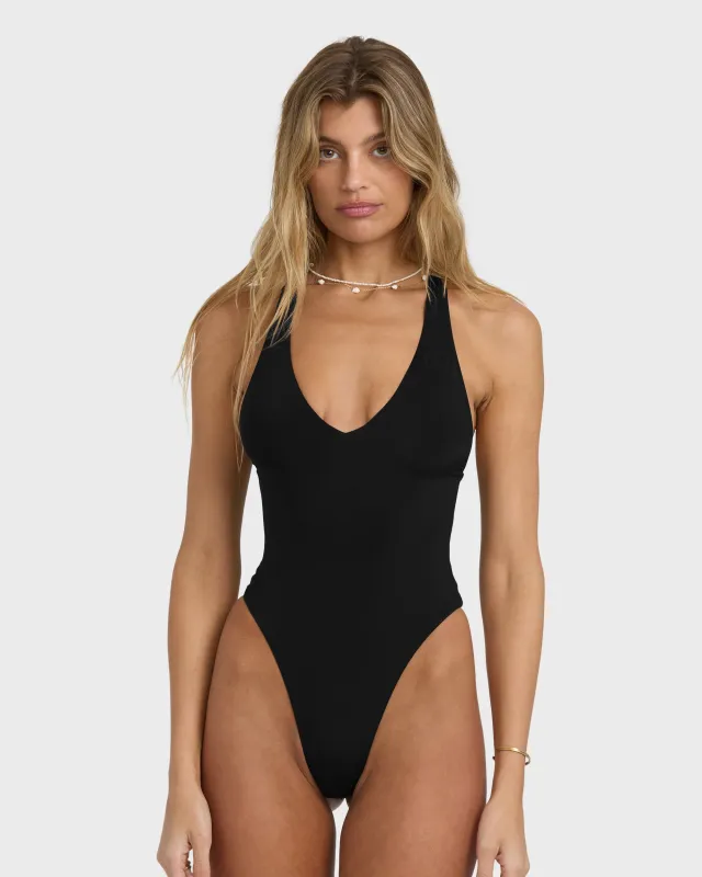 Sol Searcher Halter One-piece Swimsuit - Black Pebble sold by Billabong