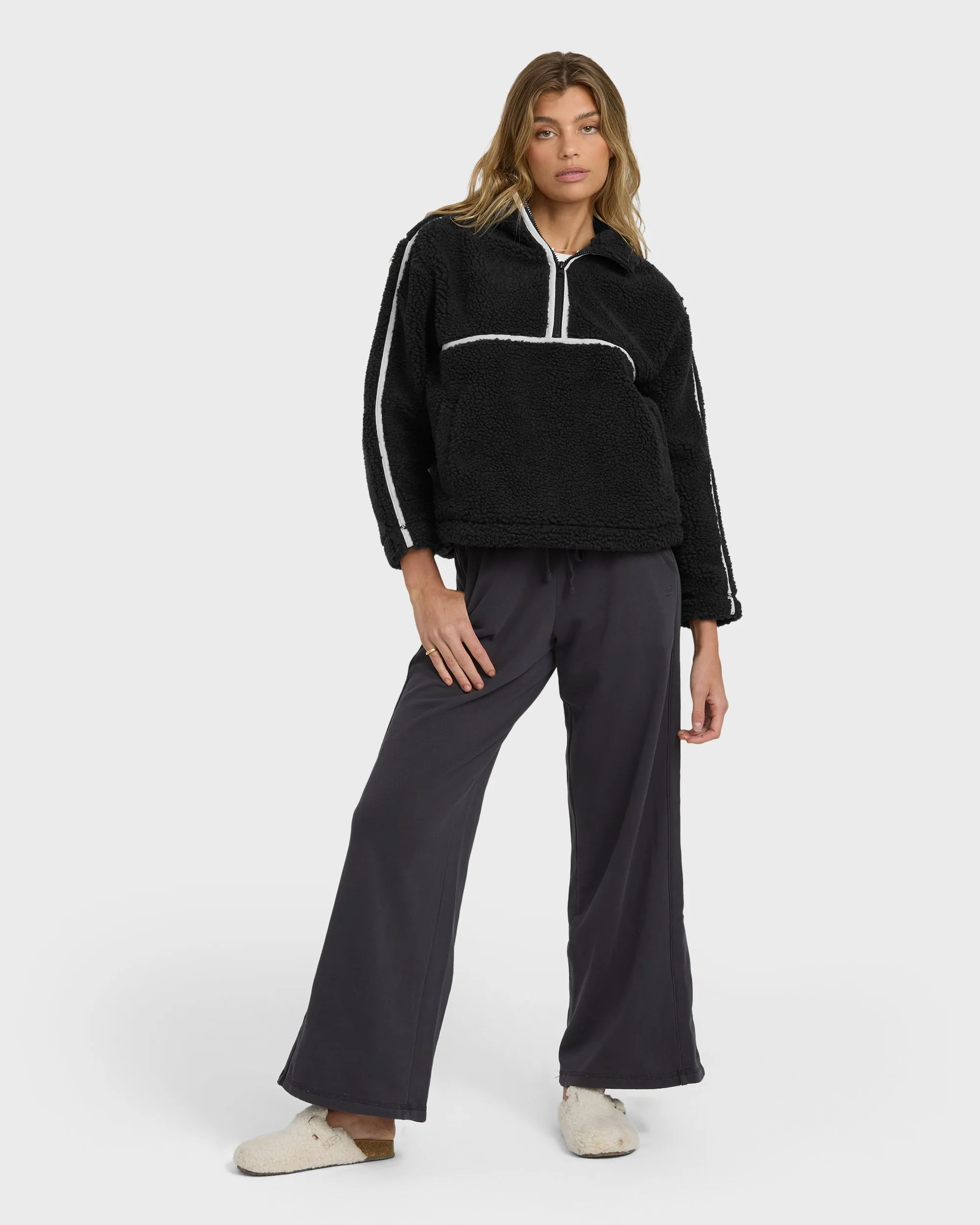 Getting Warm Sherpa Half Zip - Black Sands sold by Billabong product image thumbnail 3