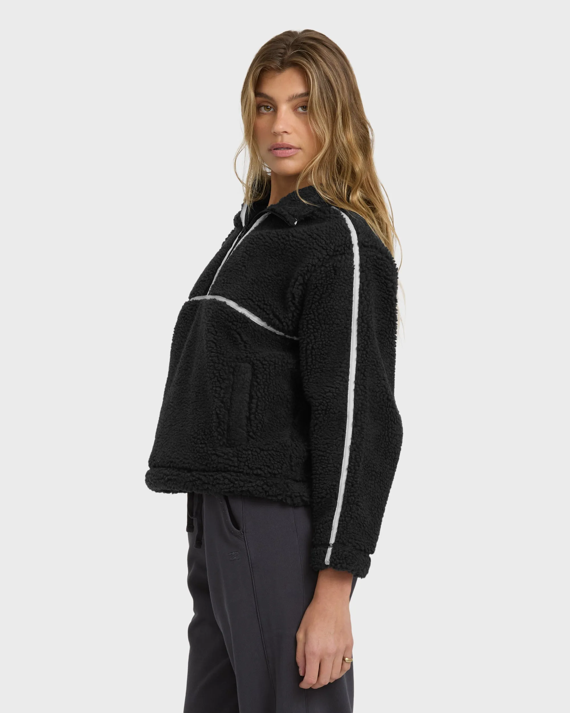 Getting Warm Sherpa Half Zip - Black Sands sold by Billabong product image thumbnail 4