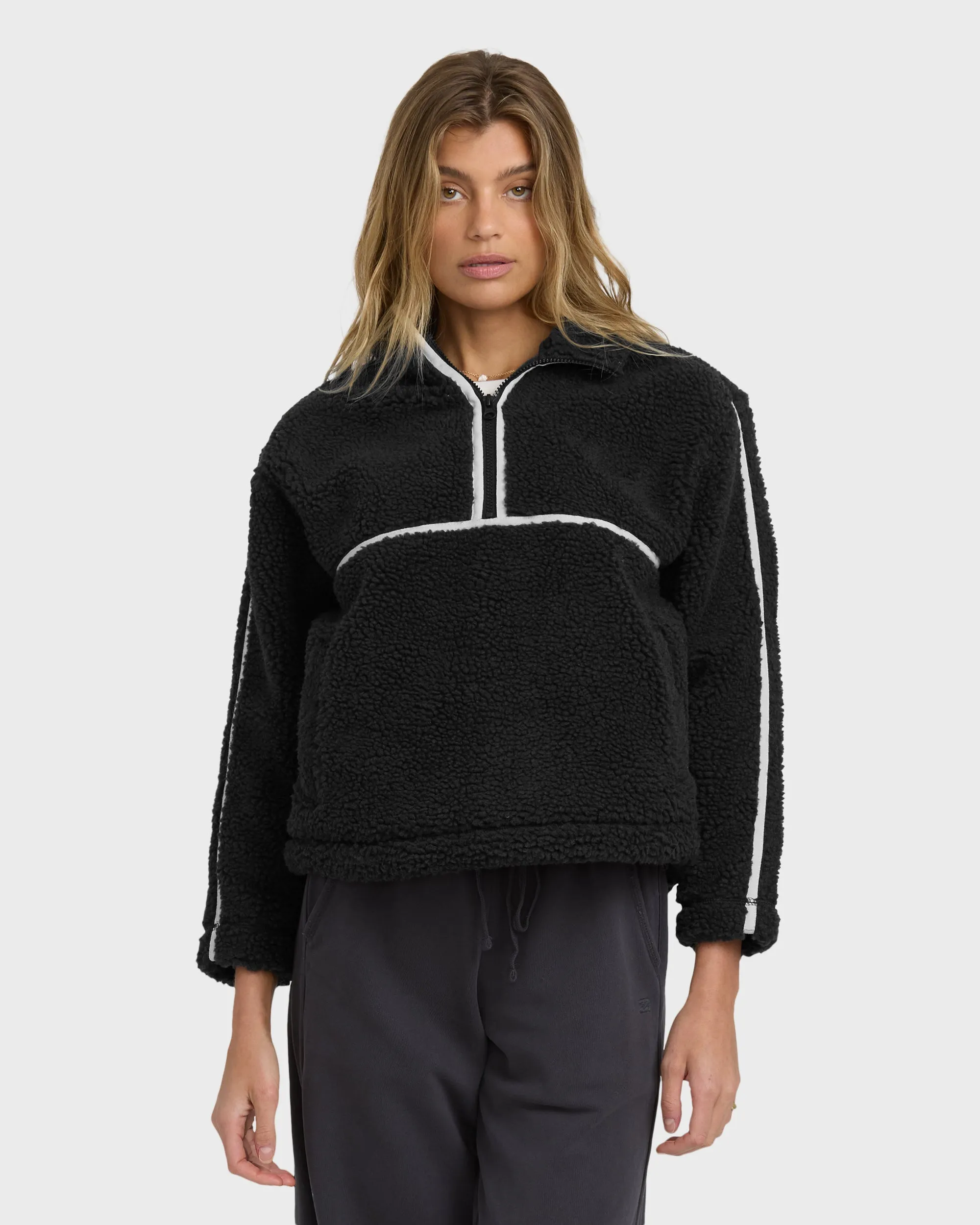 Getting Warm Sherpa Half Zip - Black Sands sold by Billabong