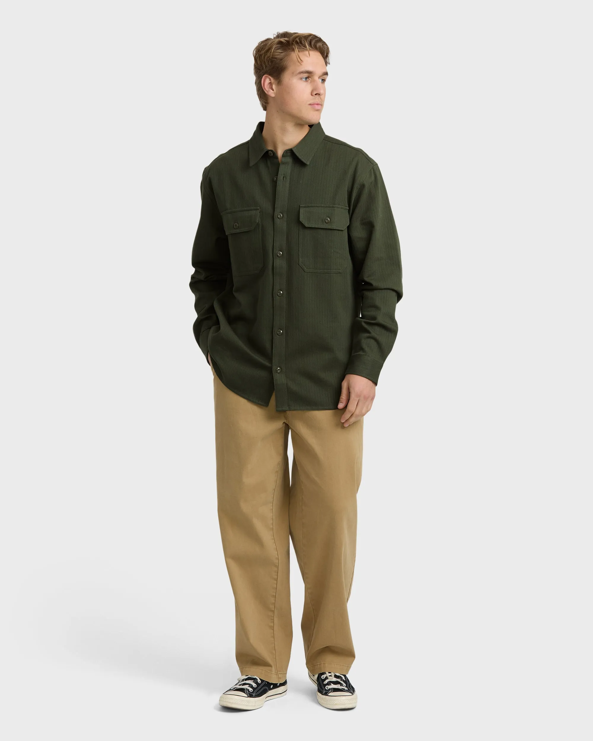 Fort Garage Long Sleeve Shirt - Olive sold by Billabong product image thumbnail 3