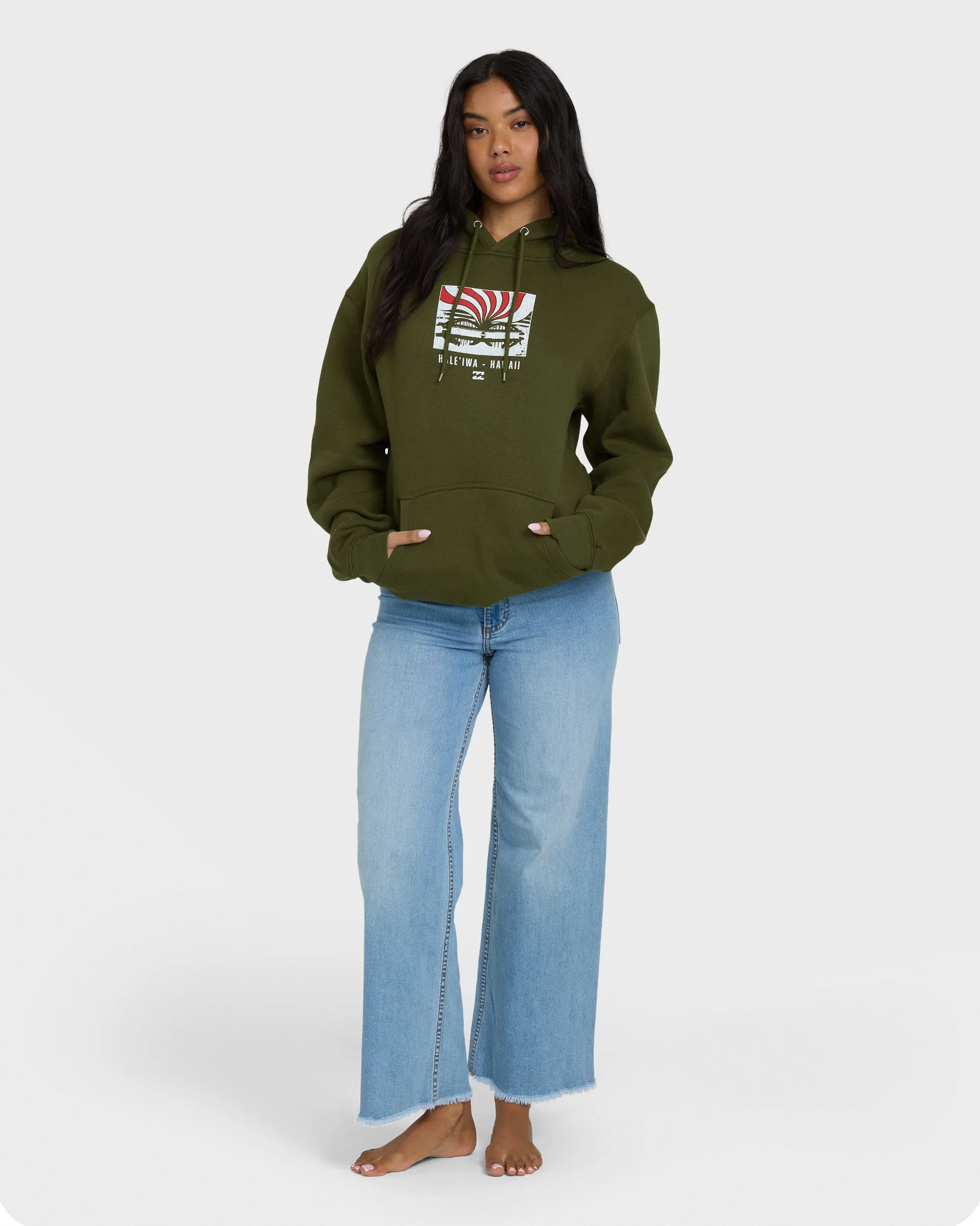 Haleiwa Sunrise Rays Pullover Hoodie - Army Green sold by Billabong product image thumbnail 3