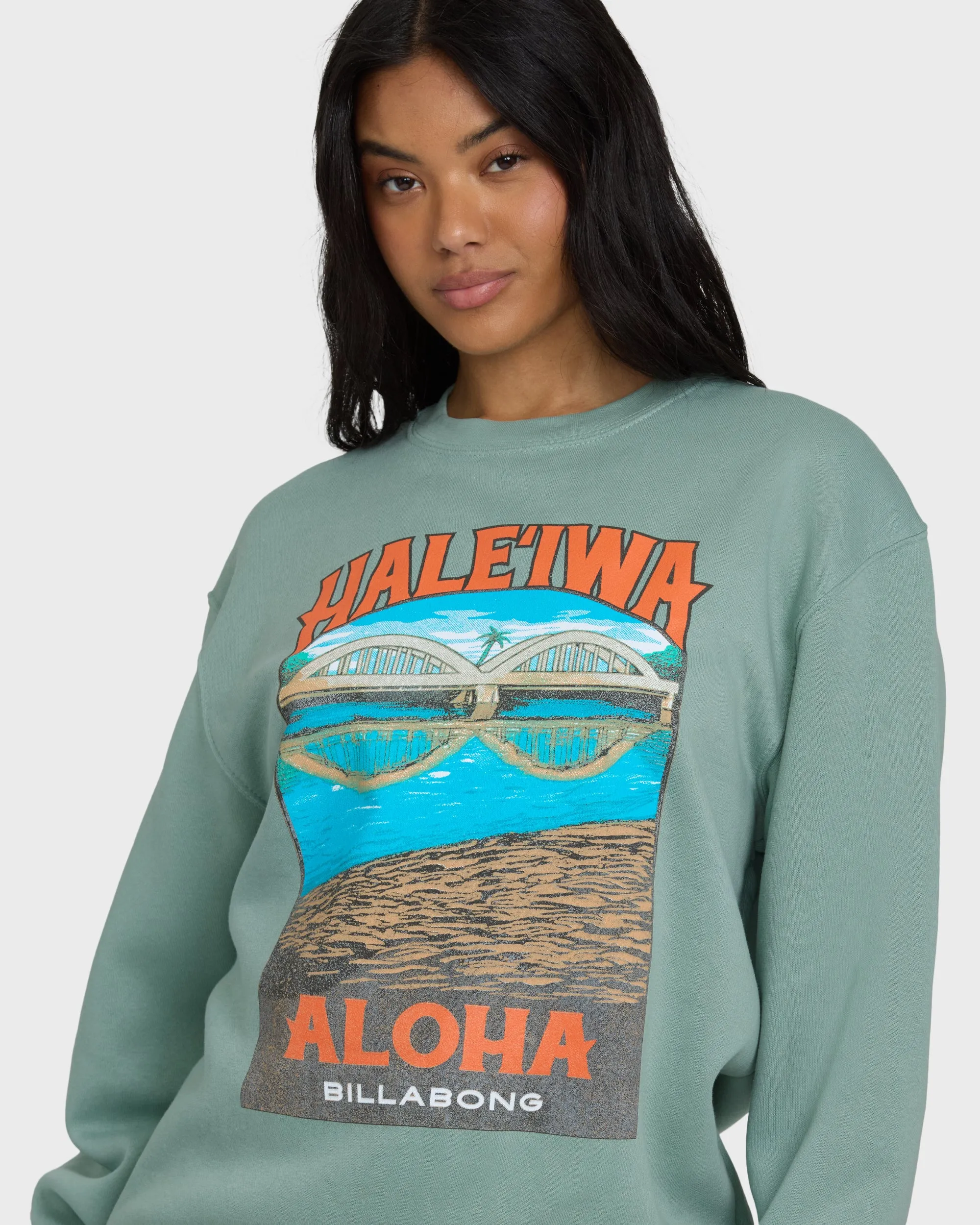 Haleiwa Scenic Poster Crewneck Sweatshirt - Sea Glass sold by Billabong product image thumbnail 2