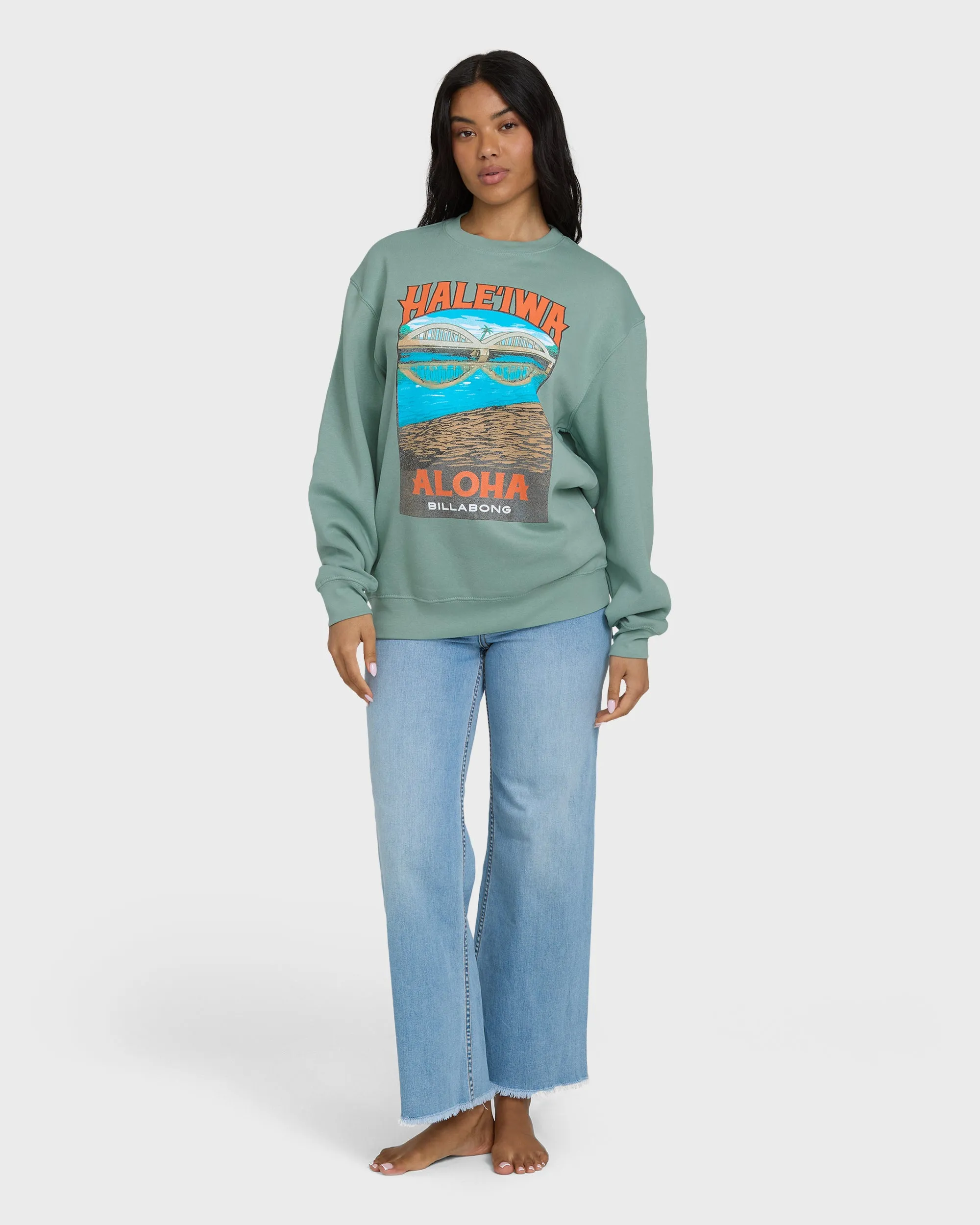 Haleiwa Scenic Poster Crewneck Sweatshirt - Sea Glass sold by Billabong product image thumbnail 3