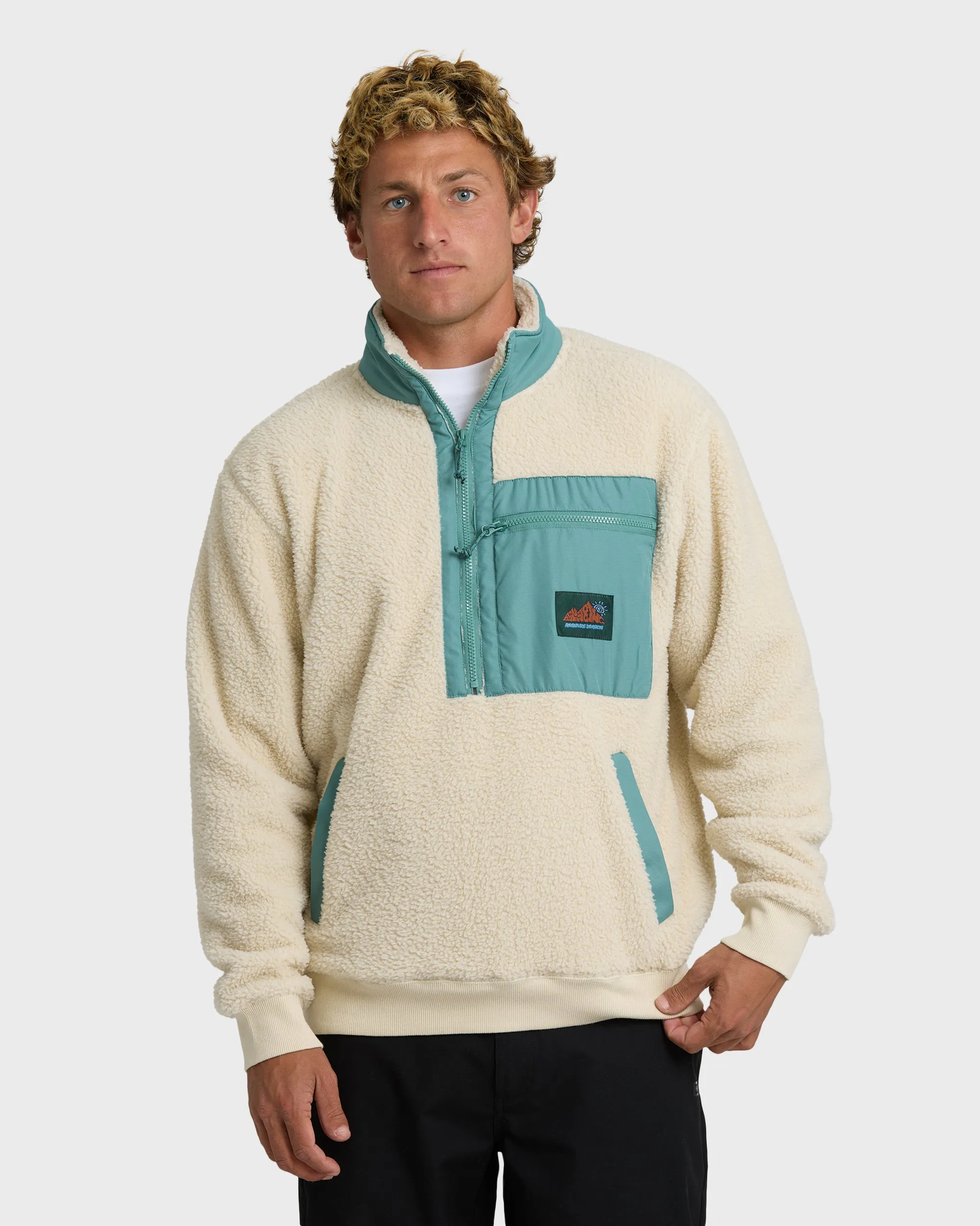 Boundary Peak Mock Neck Sherpa Fleece - Oatmeal sold by Billabong