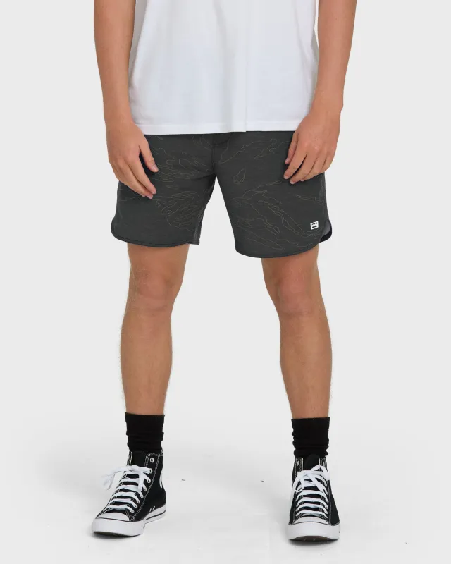 Surftrek Transit Elastic 17" Hybrid Shorts - Black Camo sold by Billabong