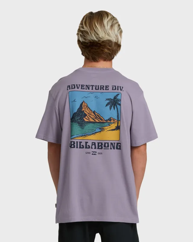 Post Cards Adiv Premium Short Sleeve T-Shirt - Purple Ash sold by Billabong