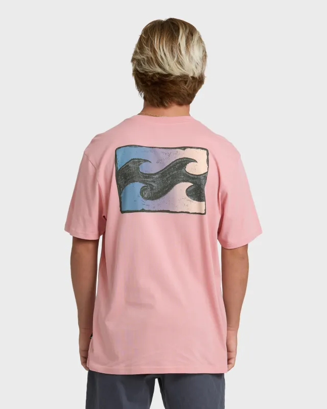 Crayon Wave Premium Short Sleeve T-Shirt - Vintage Pink sold by Billabong