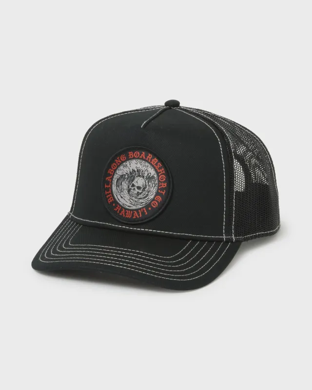 Skull Wave Hi Trucker Hat - Black made by Billabong