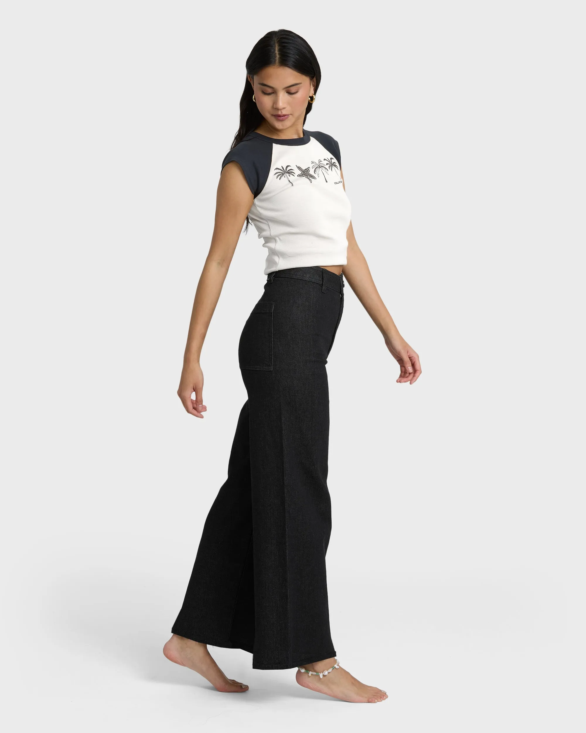 Free Fall High-Waist Twill Pants - Black sold by Billabong product image thumbnail 5