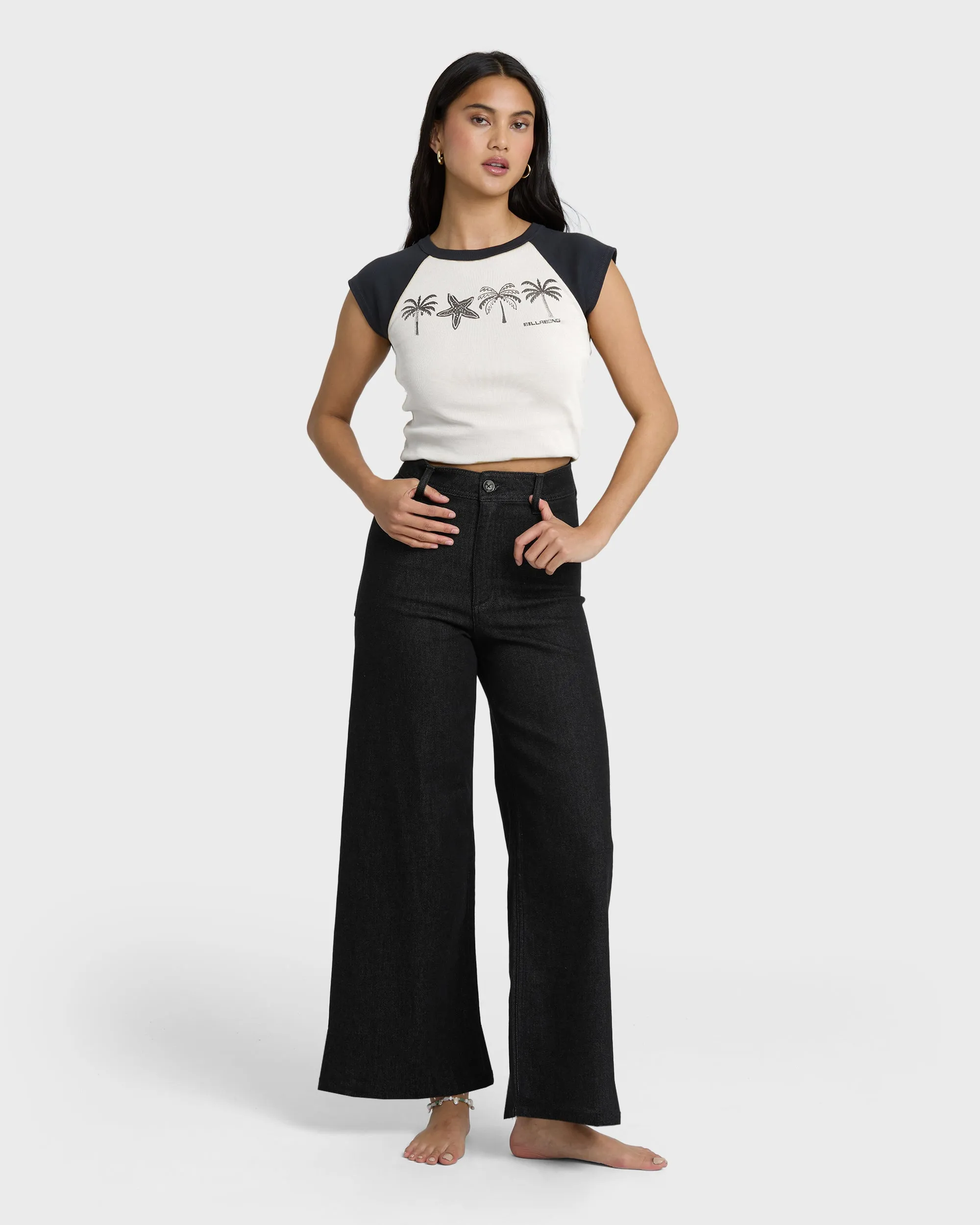 Free Fall High-Waist Twill Pants - Black sold by Billabong product image thumbnail 3