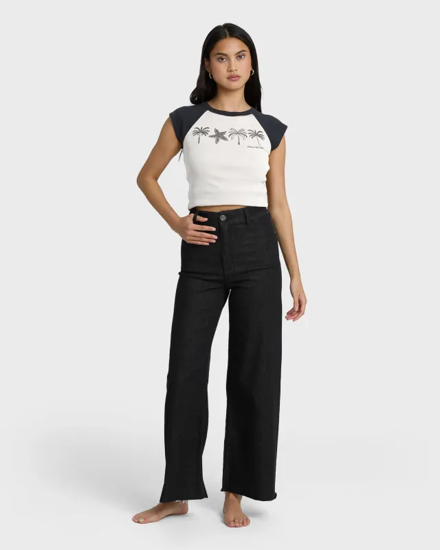Free Fall High-Waist Twill Pants - Black made by Billabong